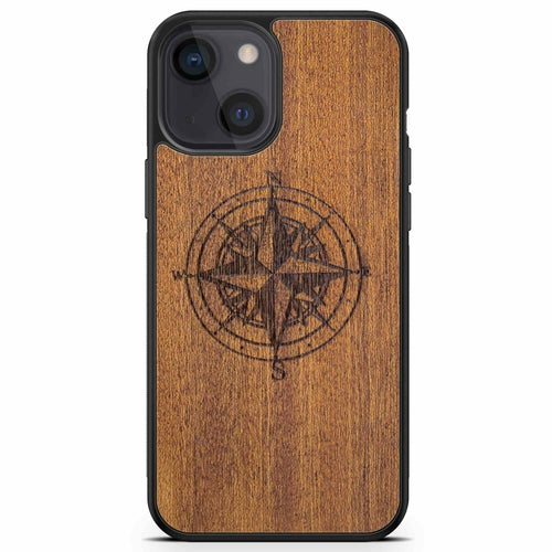 Coque iPhone Bois Compass - Protection Premium Écologique Gravée