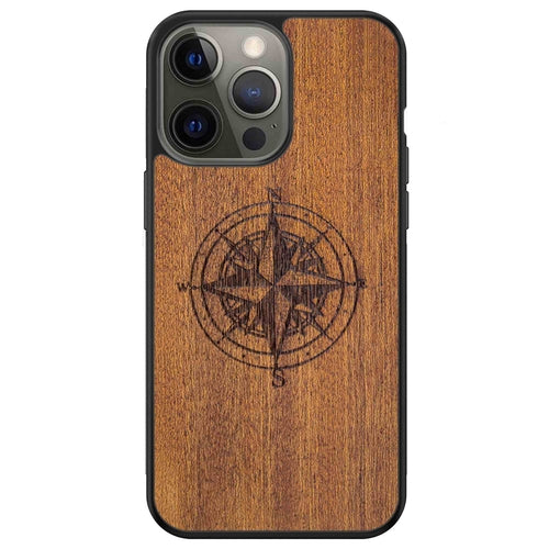 Coque iPhone Bois Compass - Protection Premium Écologique Gravée