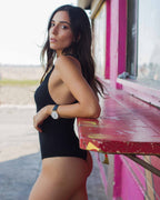 Body Gainant Femme Col Rond Dos Nageur – Coton & Élasthanne S à XL | Noir & Blanc