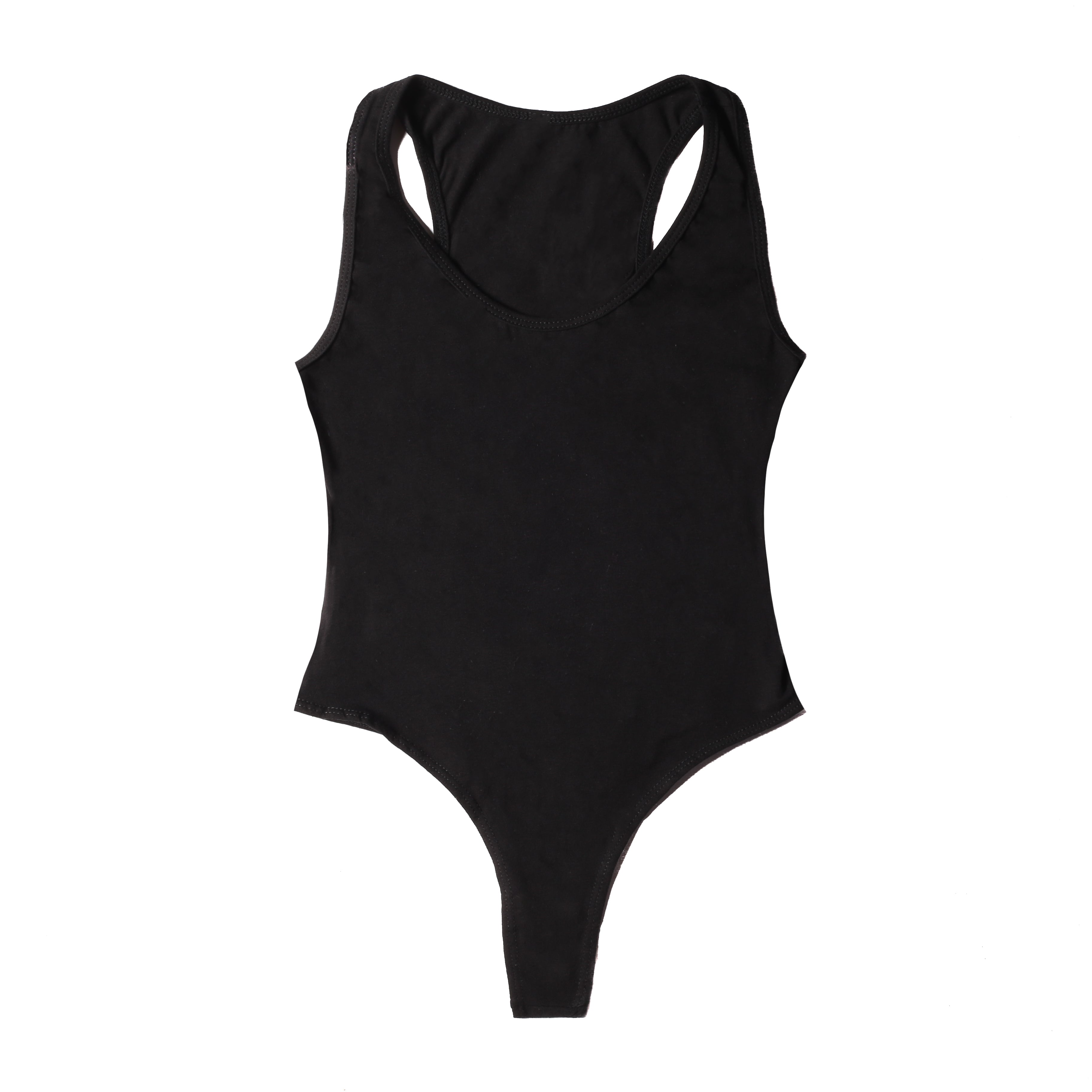 Body Gainant Femme Col Rond Dos Nageur – Coton & Élasthanne S à XL | Noir & Blanc