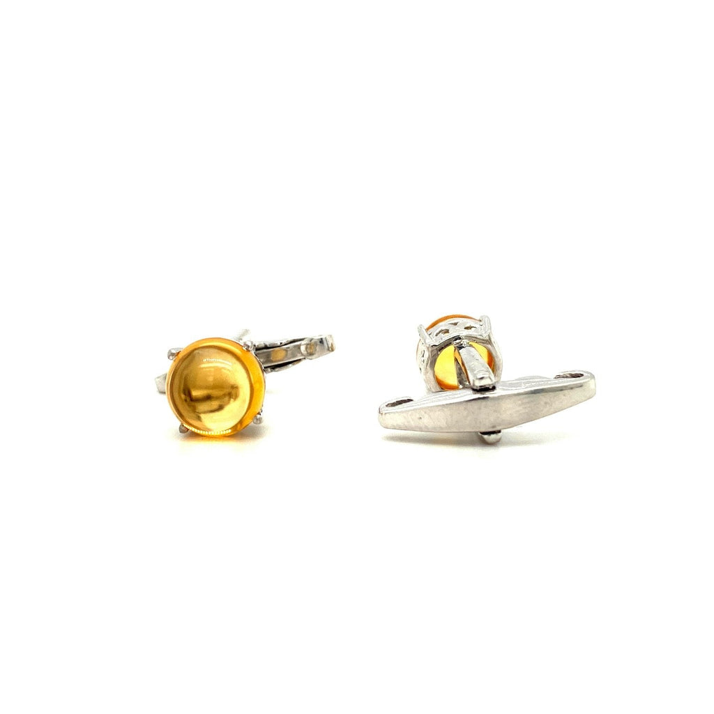 Citrine Cufflinks – Rhodium-Plated 925 Sterling Silver