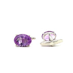 Boutons de Manchette Améthyste Rose – Argent 925 Plaqué Rhodium