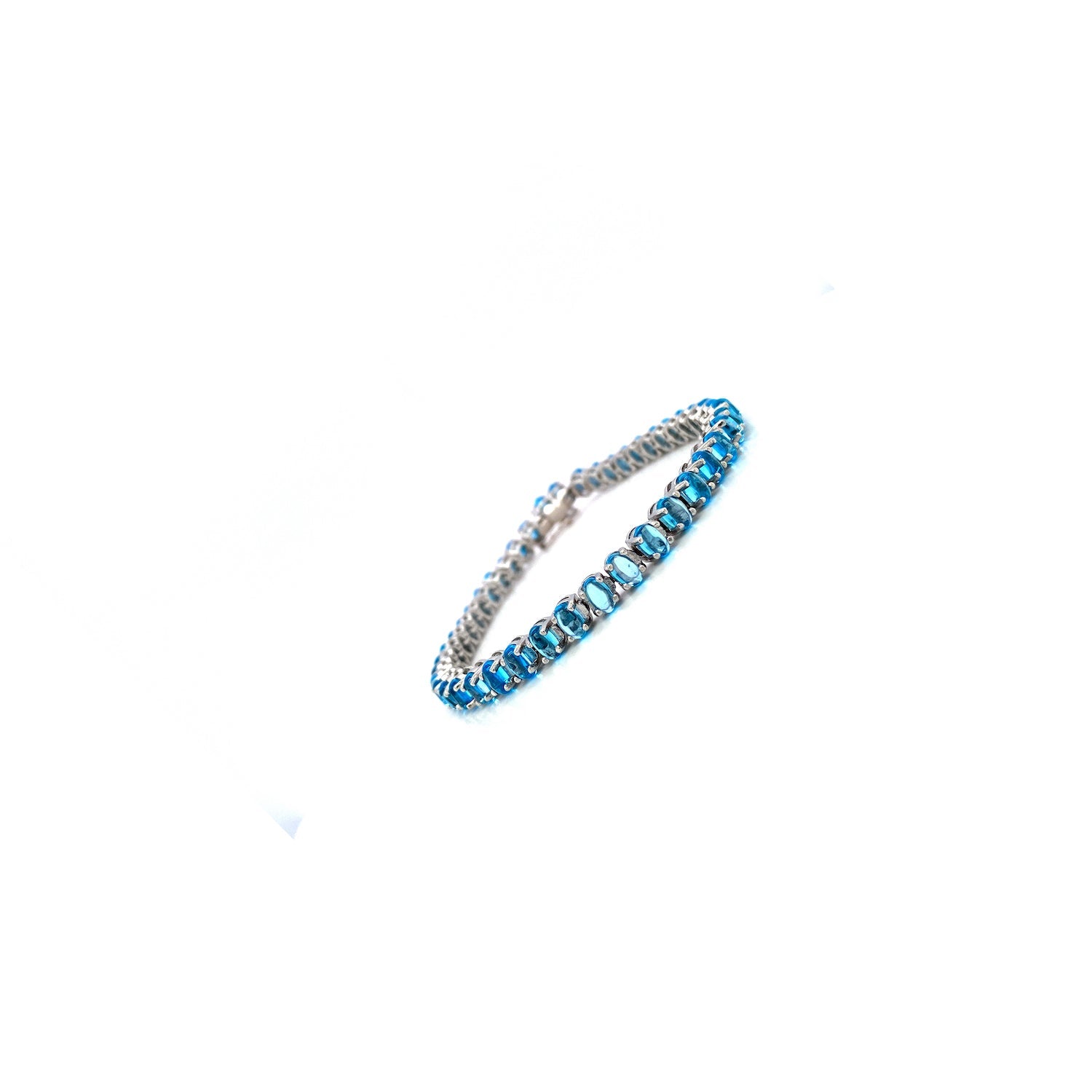 Bracelet Topaze Bleue en Argent Sterling 925 — Plaqué Rhodium