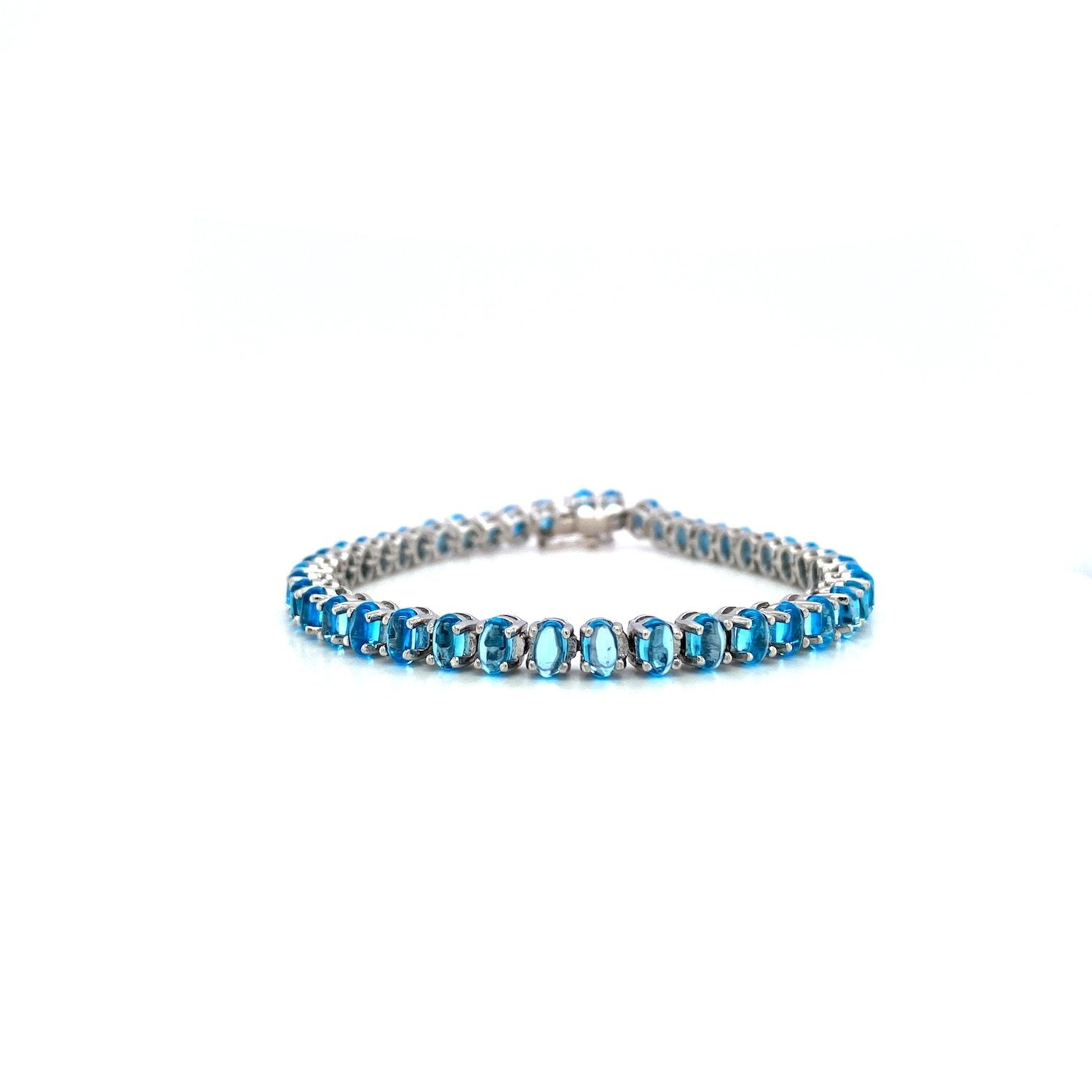 Bracelet Topaze Bleue en Argent Sterling 925 — Plaqué Rhodium