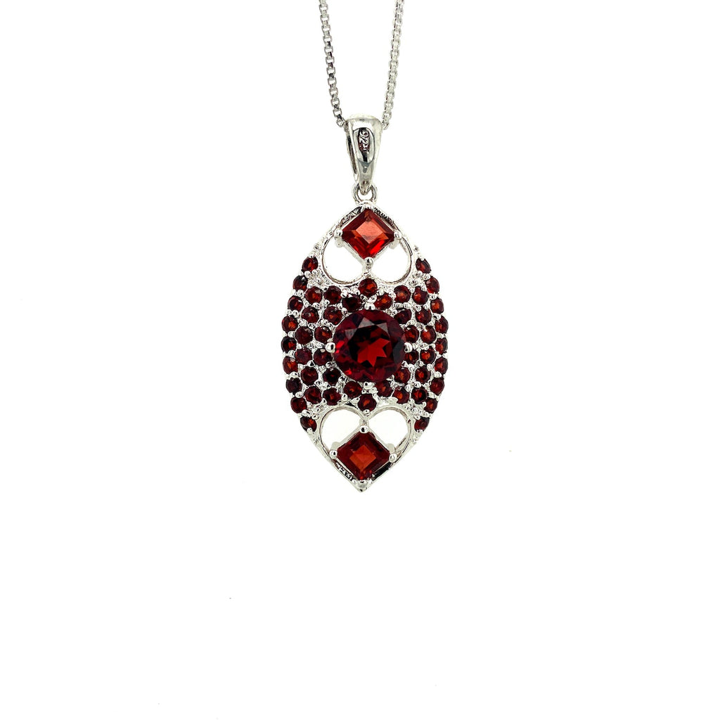 Pendentif Grenat en Argent Sterling 925 Rhodié – Femme