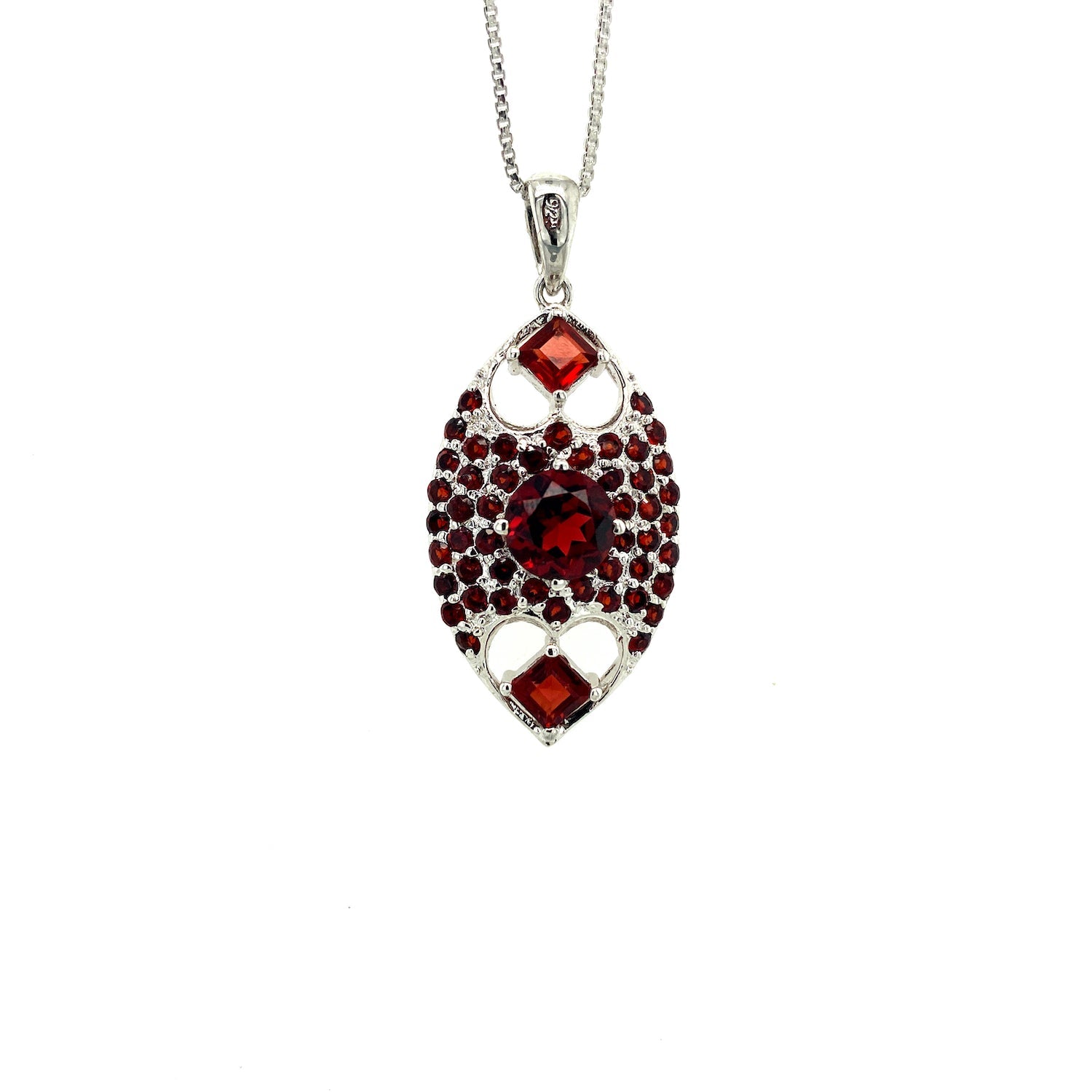 Pendentif Grenat en Argent Sterling 925 Rhodié – Femme