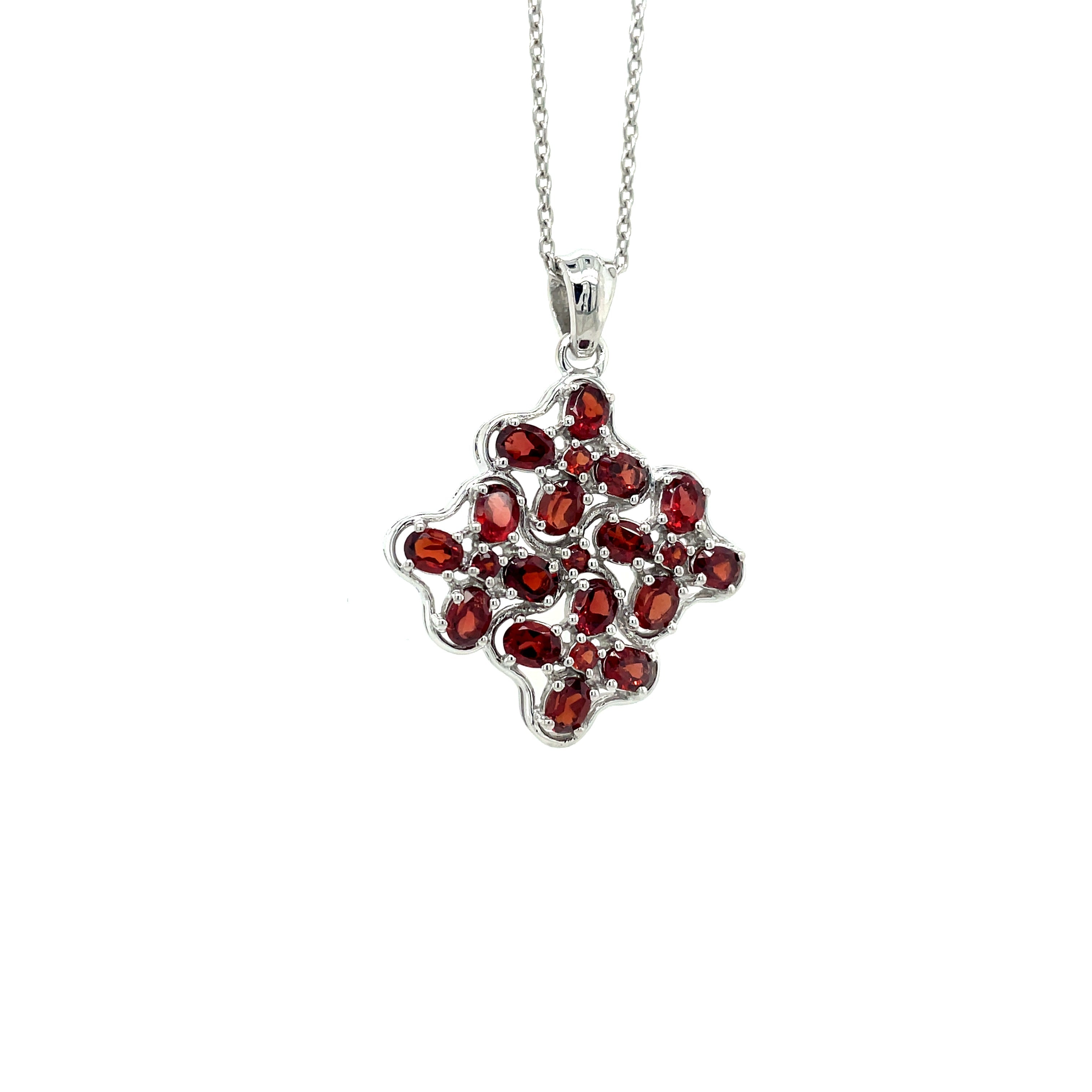 Pendentif Femme Argent 925 – Grenat, Topaze Bleue ou Pierres Multicolores | Plaqué Rhodium