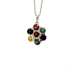 Colgante de turmalina multicolor - Plata 925 bañada en rodio