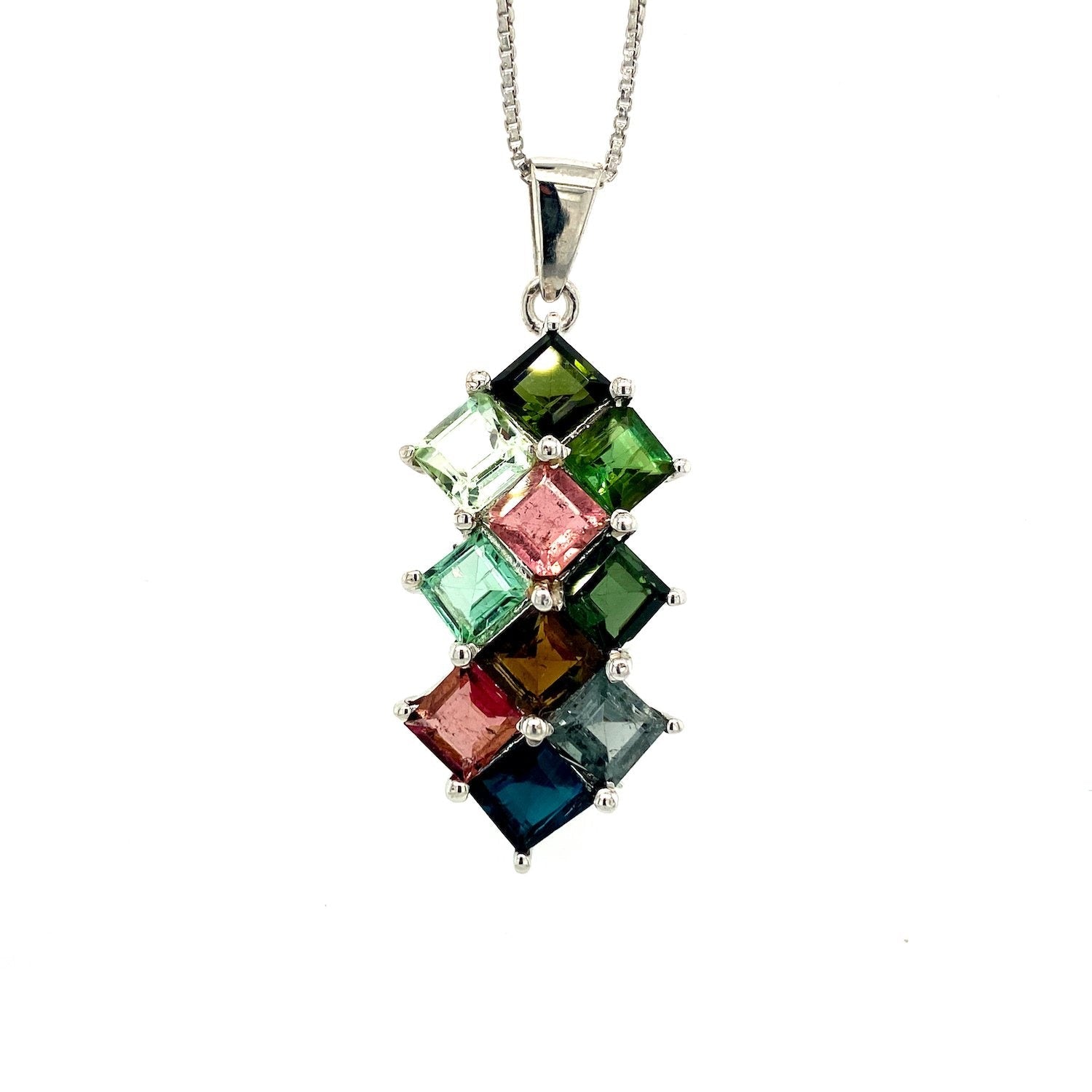 Multi Tourmaline Pendant in .925 Sterling Silver - KSP 33360-0