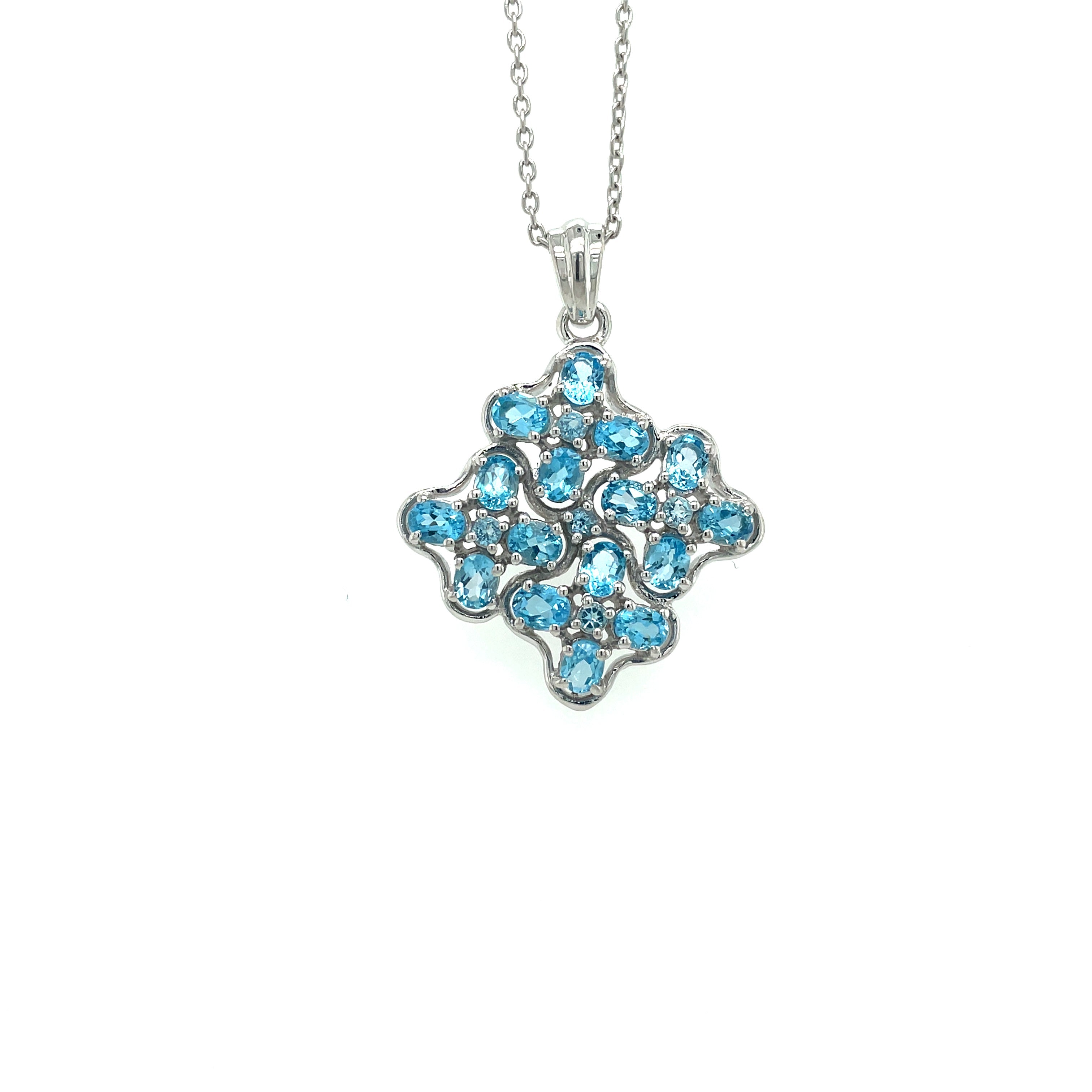 Colgante de plata 925 para mujer – Granate, topacio azul o piedras multicolor | Baño de rodio