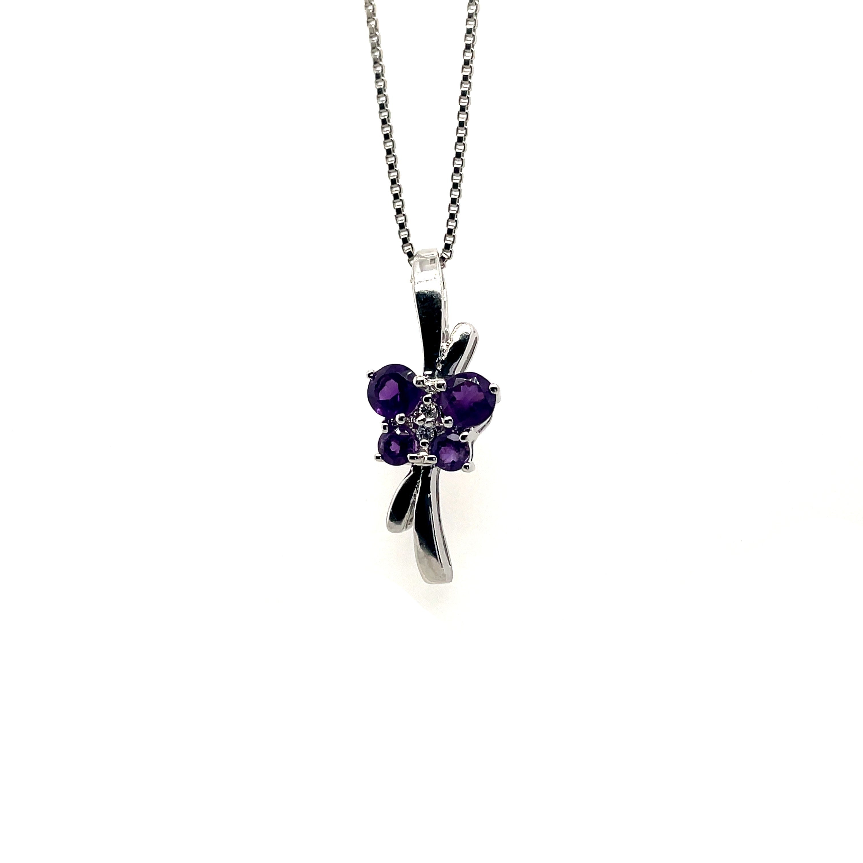 Pendentif Papillon Pierre Précieuse en Argent 925 Rhodié – Femme