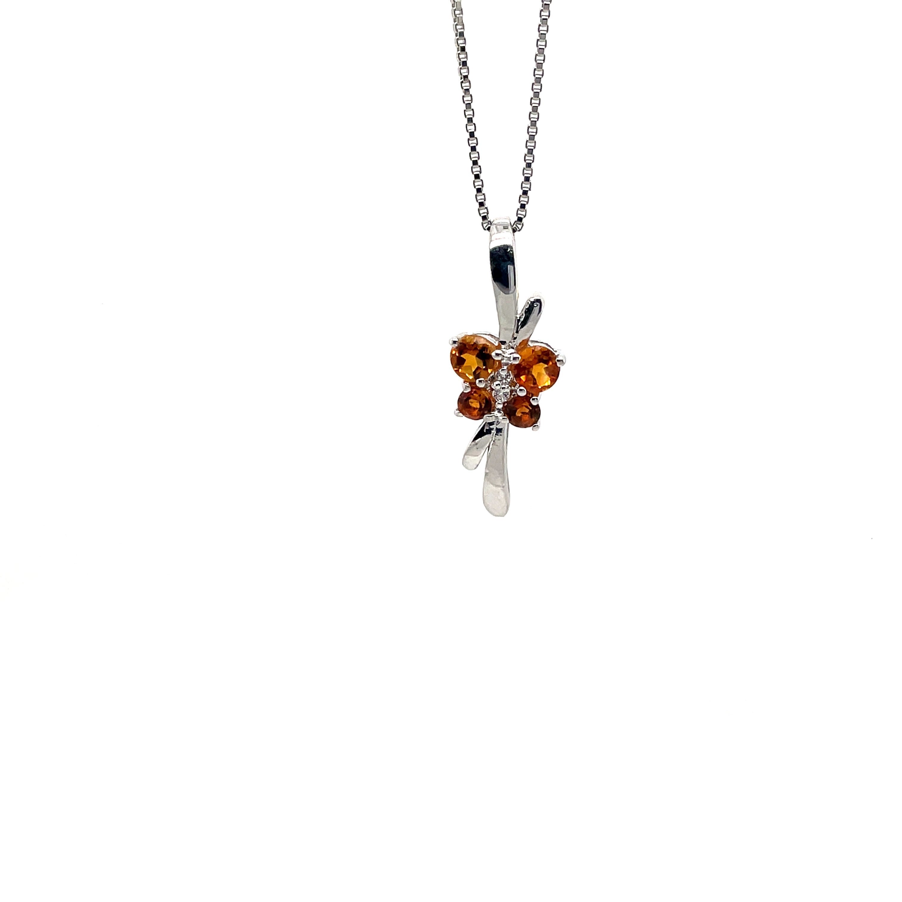 Pendentif Papillon Pierre Précieuse en Argent 925 Rhodié – Femme