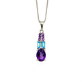 Pendentif Améthyste & Topaze Bleue en Argent 925 Rhodié – Femme