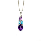 Pendentif Améthyste & Topaze Bleue en Argent 925 Rhodié – Femme