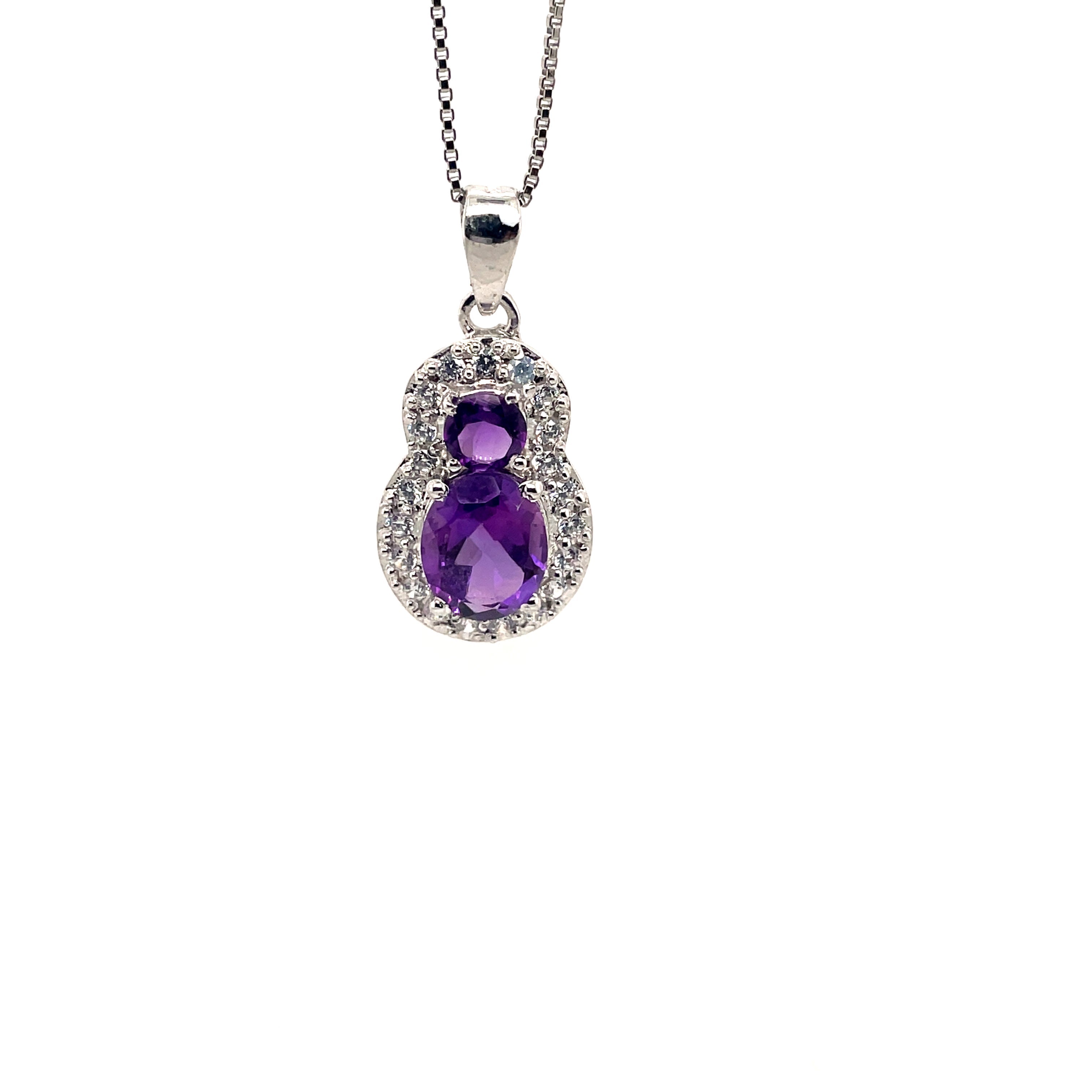 Colgante de Piedra Preciosa de Plata de Ley 925 — Topacio, Amatista o Granate