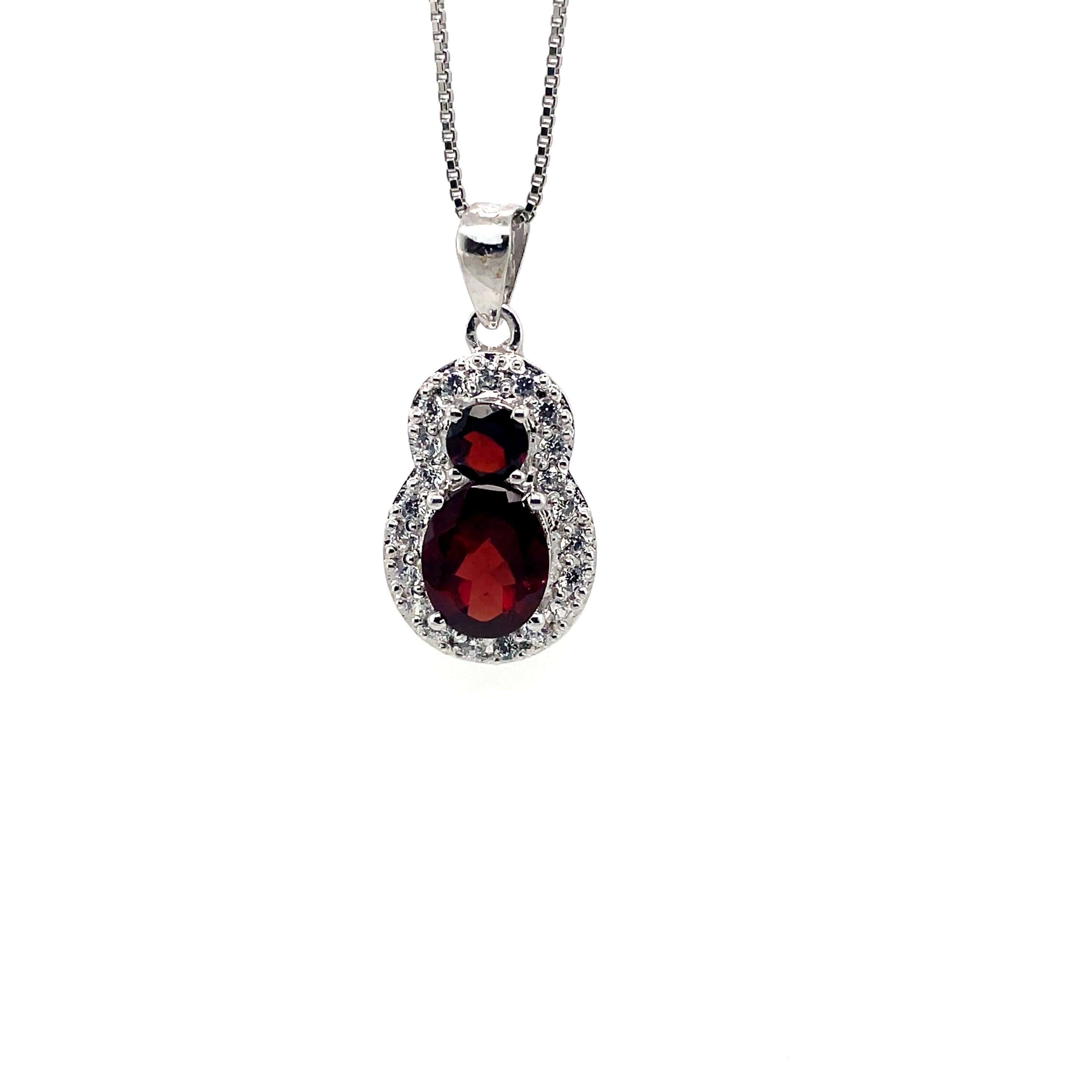Colgante de Piedra Preciosa de Plata de Ley 925 — Topacio, Amatista o Granate