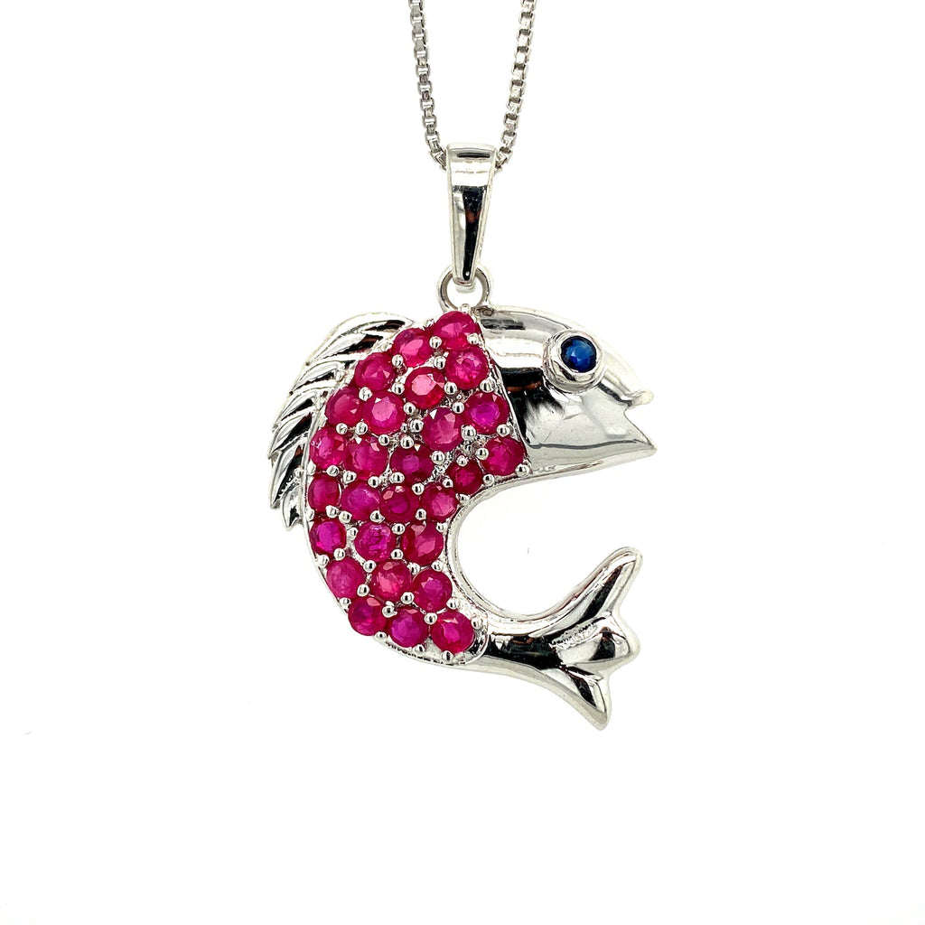 Ruby Pendant – Rhodium Plated 925 Sterling Silver