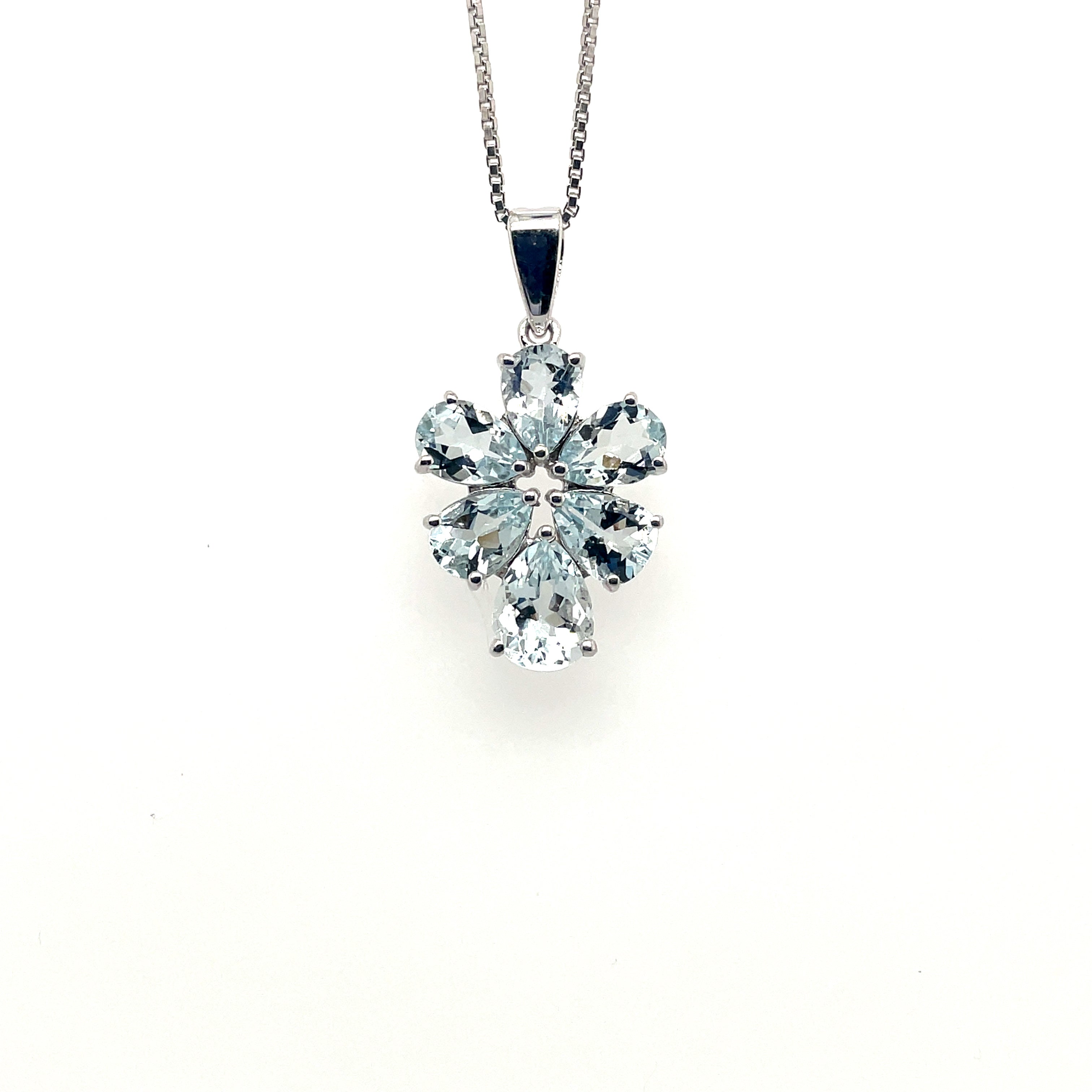 Pendentif Aigue-Marine & Multi-Tourmalines en Argent 925 Rhodié – Femme