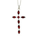 Pendentif Croix Grenat en Argent Sterling 925 Rhodié – Femme