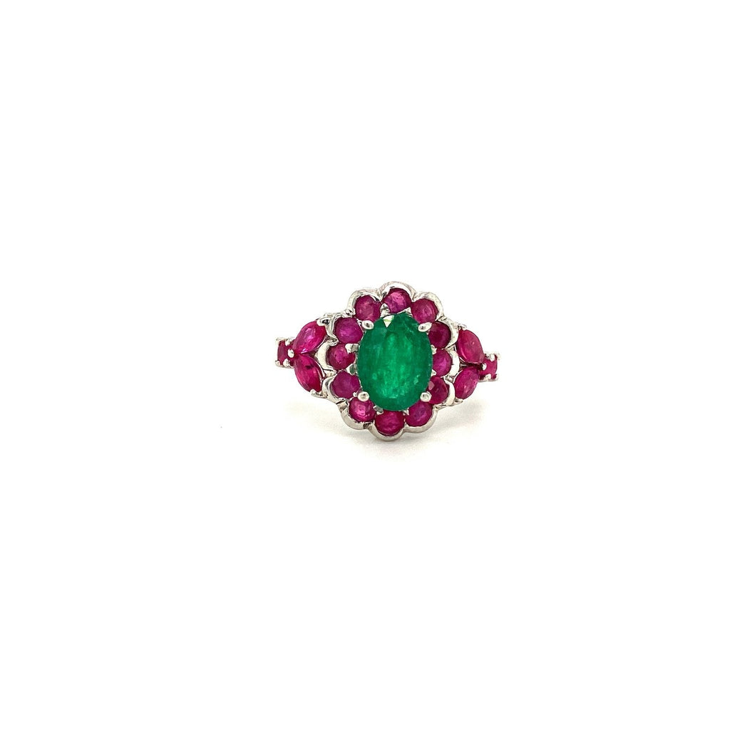 Anillo multicolor de varias piedras - Plata 925 bañada en rodio