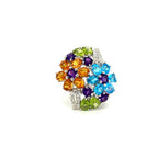 Colorful Multi-Stone Ring – Rhodium Plated 925 Sterling Silver