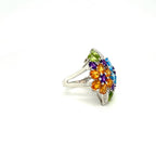 Colorful Multi-Stone Ring – Rhodium Plated 925 Sterling Silver