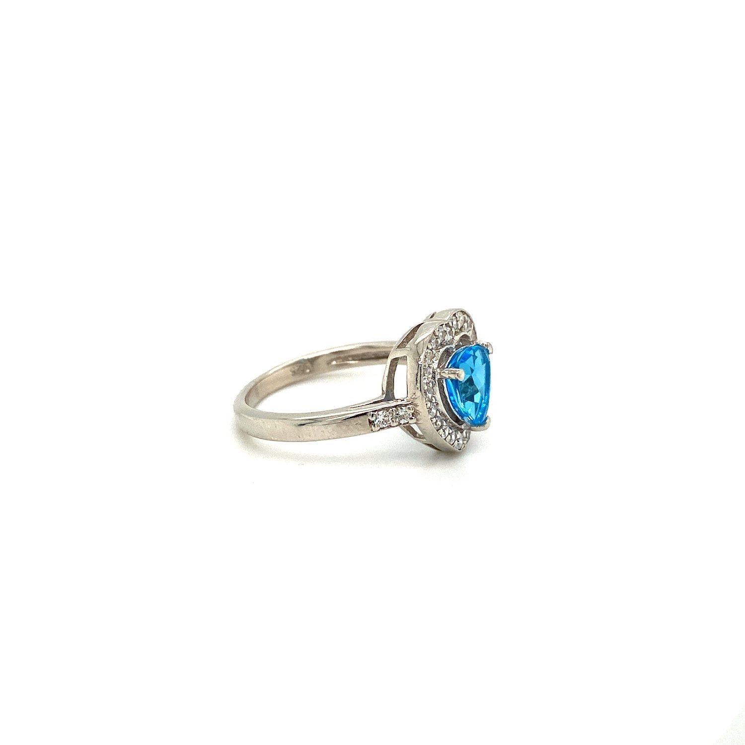 Bague Topaze Bleue en Argent Sterling 925 — Plaquée Rhodium