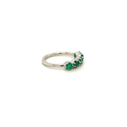 Women's Rhodium-Plated 925 Silver Emerald Ring