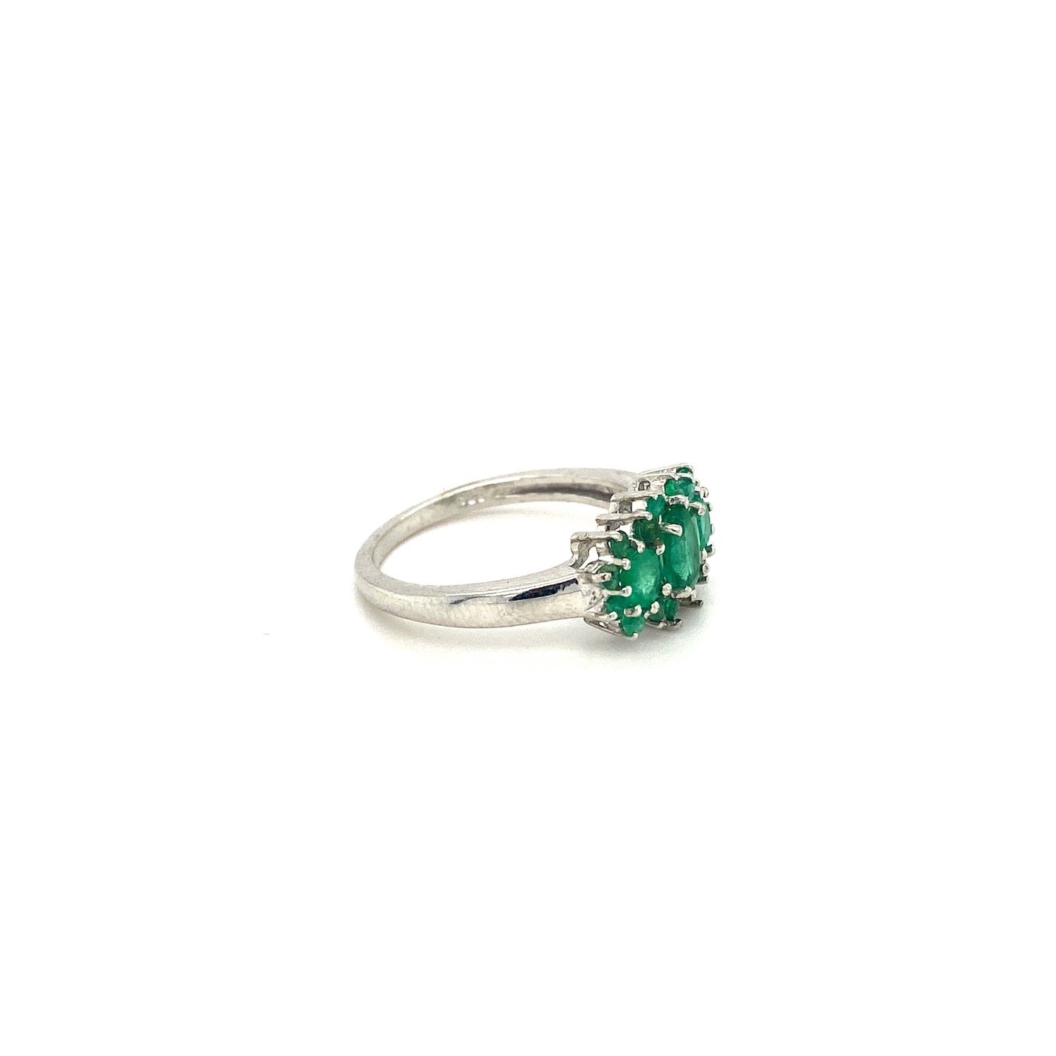 Bague Émeraude en Argent Sterling 925 — Plaquée Rhodium