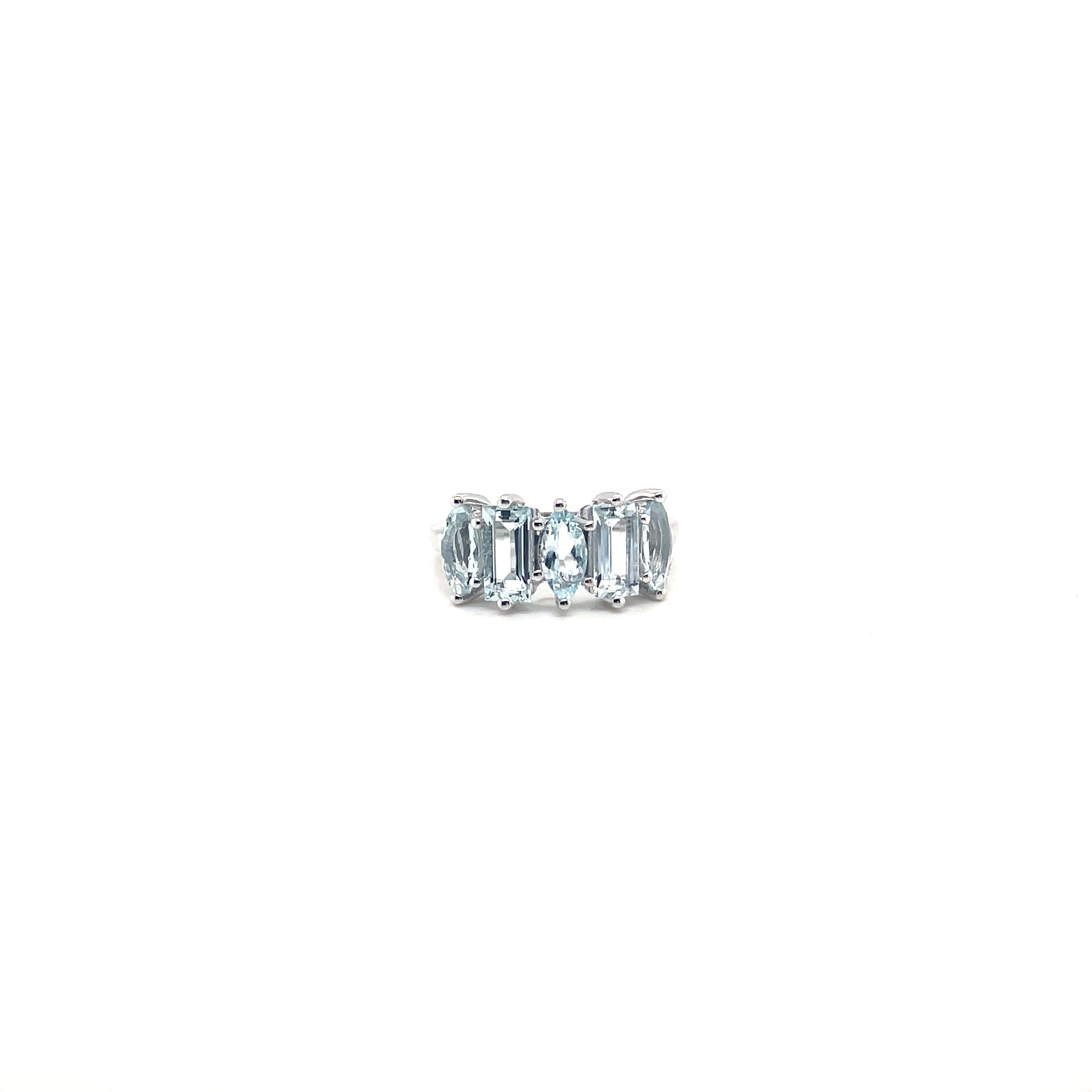 Bague Aigue-Marine en Argent Sterling 925 Rhodié – Femme