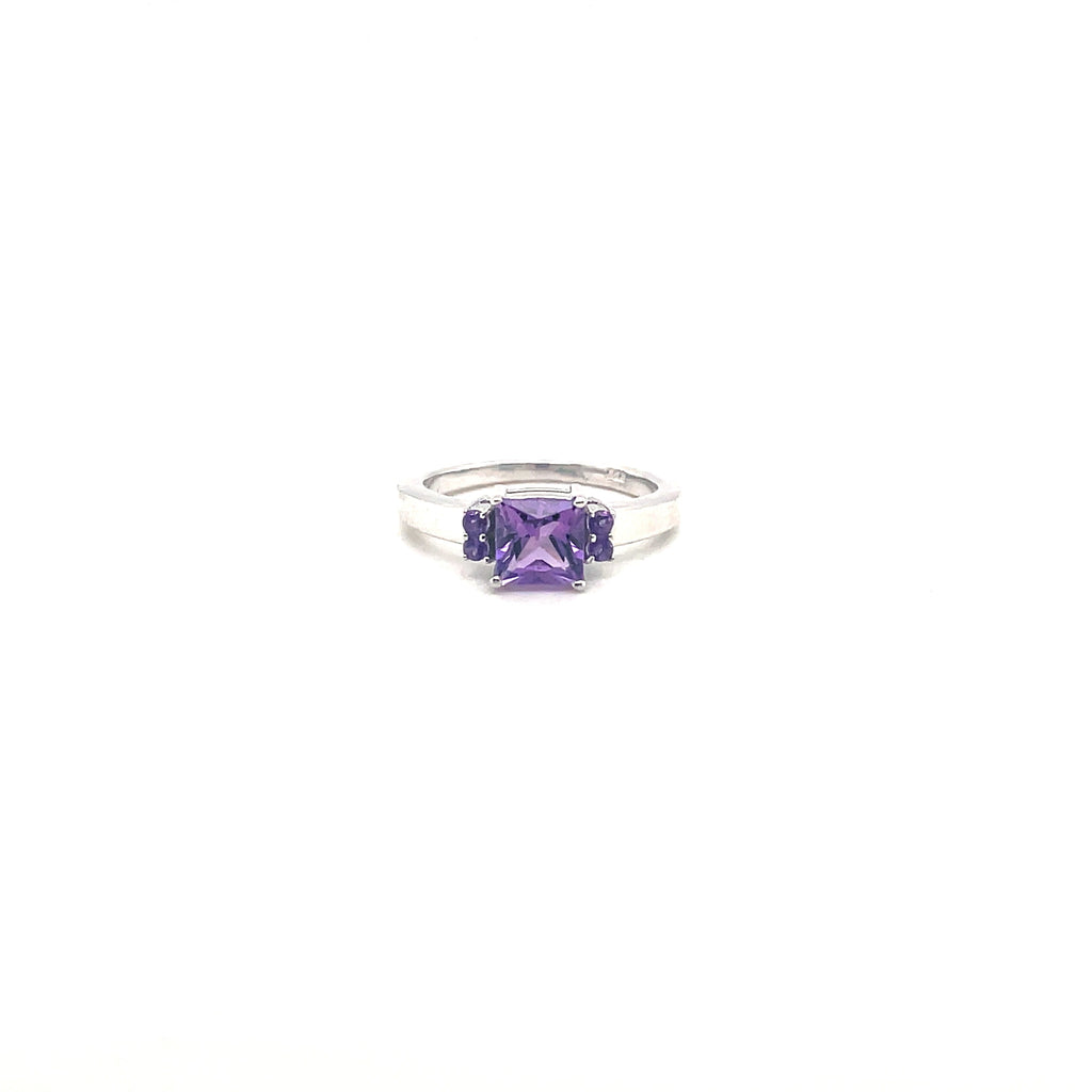 925 Sterling Silver Ring with Gemstone – Amethyst, Citrine or Garnet | Rhodium Plated