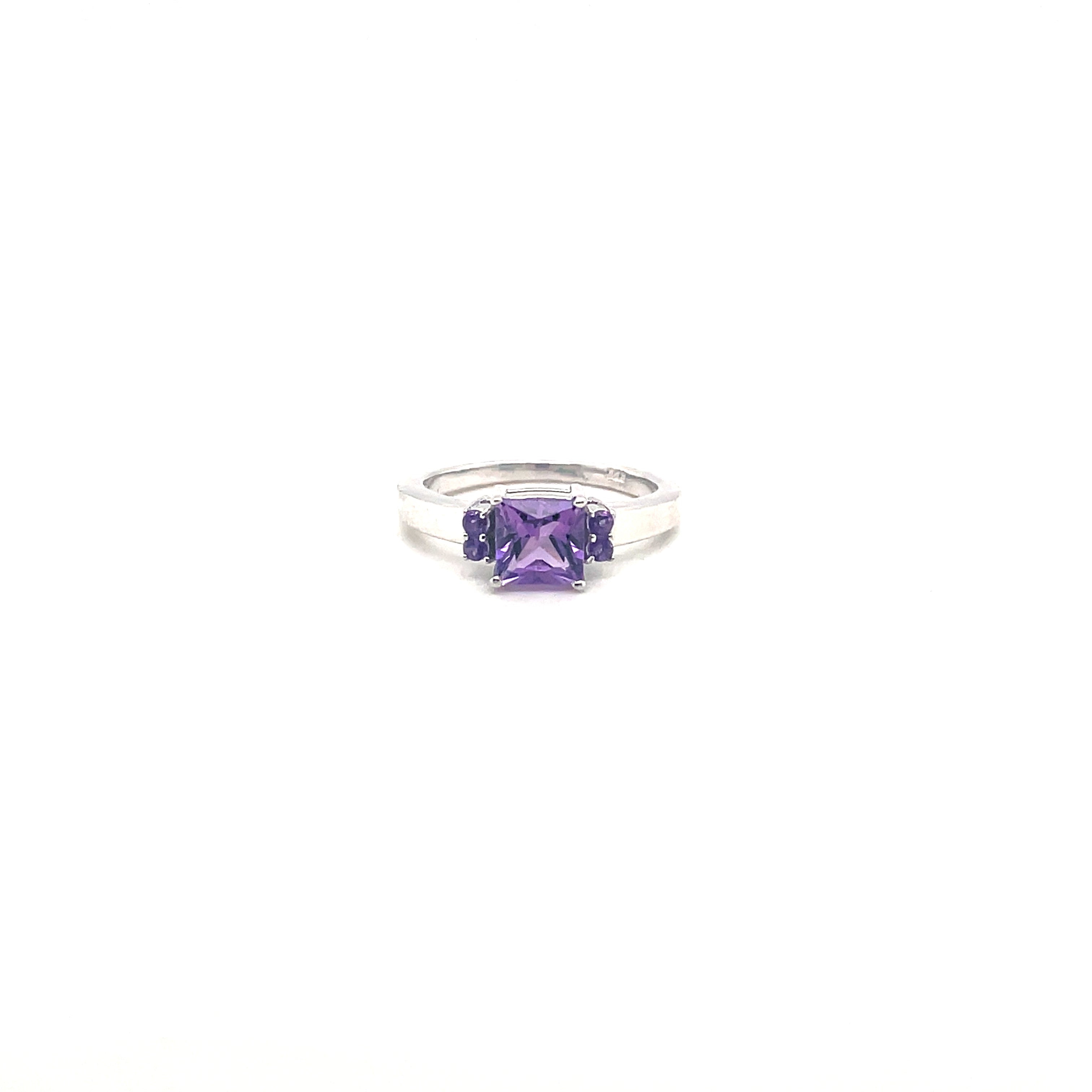 925 Sterling Silver Ring with Gemstone – Amethyst, Citrine or Garnet | Rhodium Plated