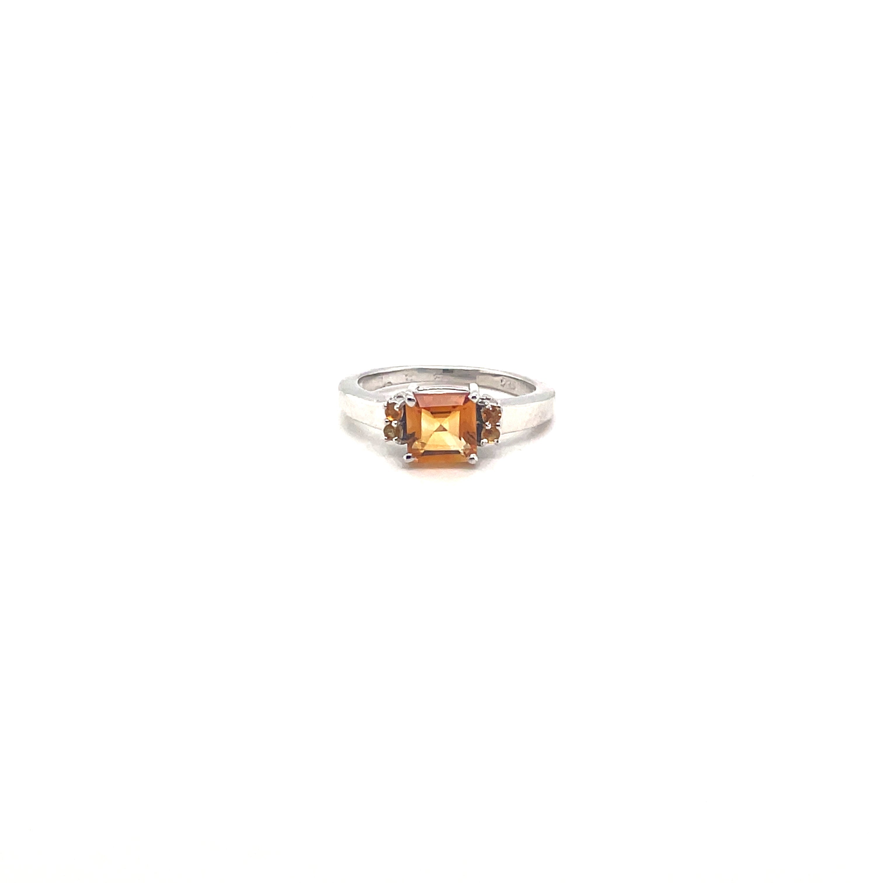 925 Sterling Silver Ring with Gemstone – Amethyst, Citrine or Garnet | Rhodium Plated