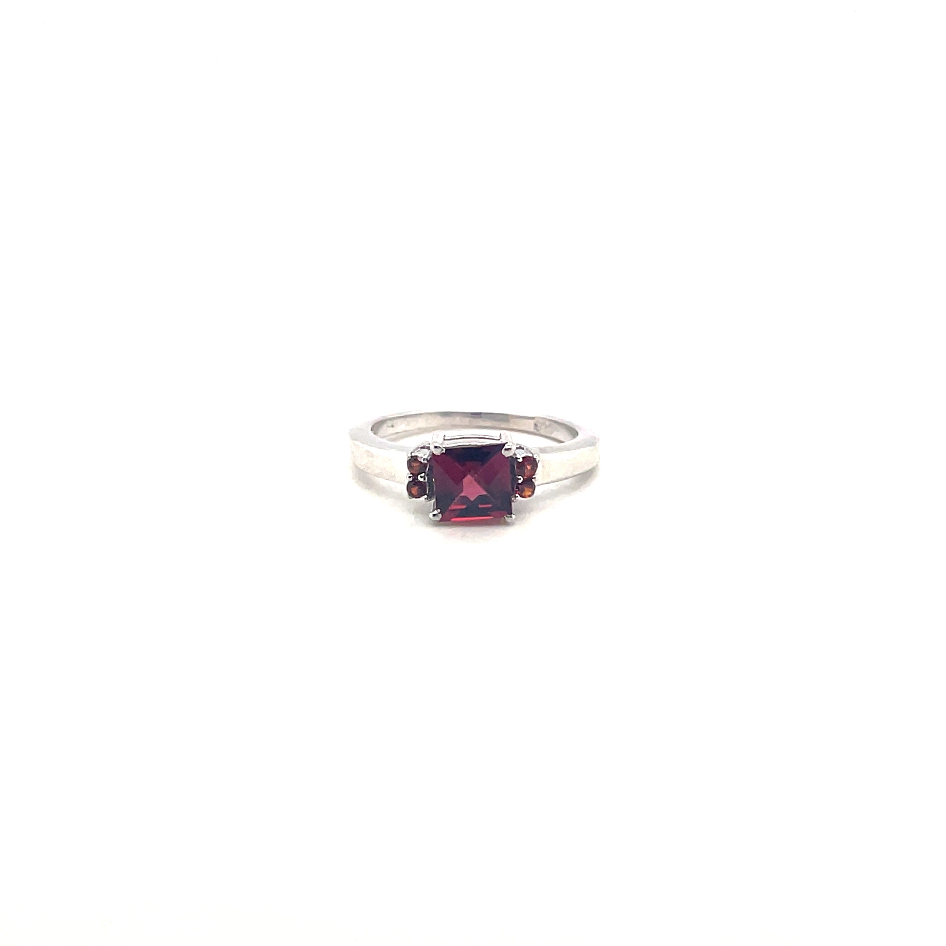 925 Sterling Silver Ring with Gemstone – Amethyst, Citrine or Garnet | Rhodium Plated