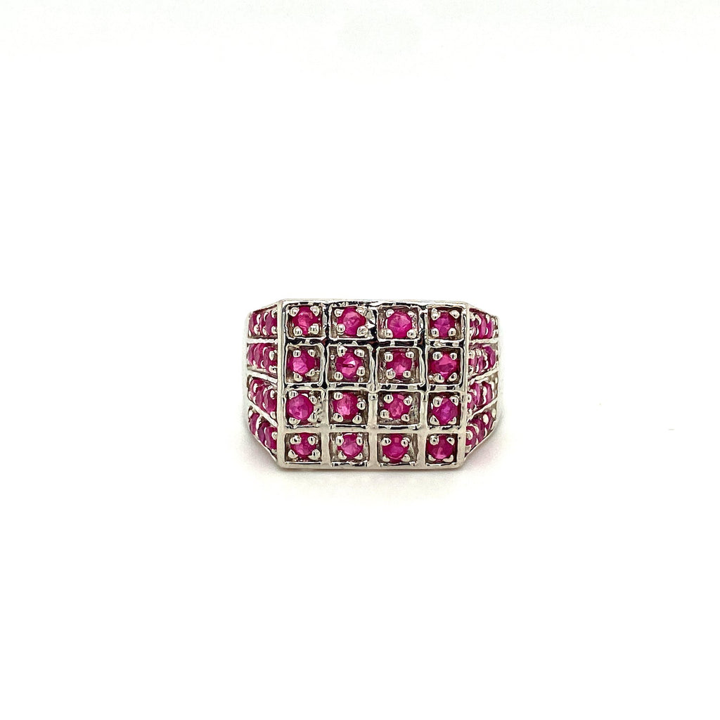 Bague Rubis en Argent Sterling 925 — Plaquée Rhodium