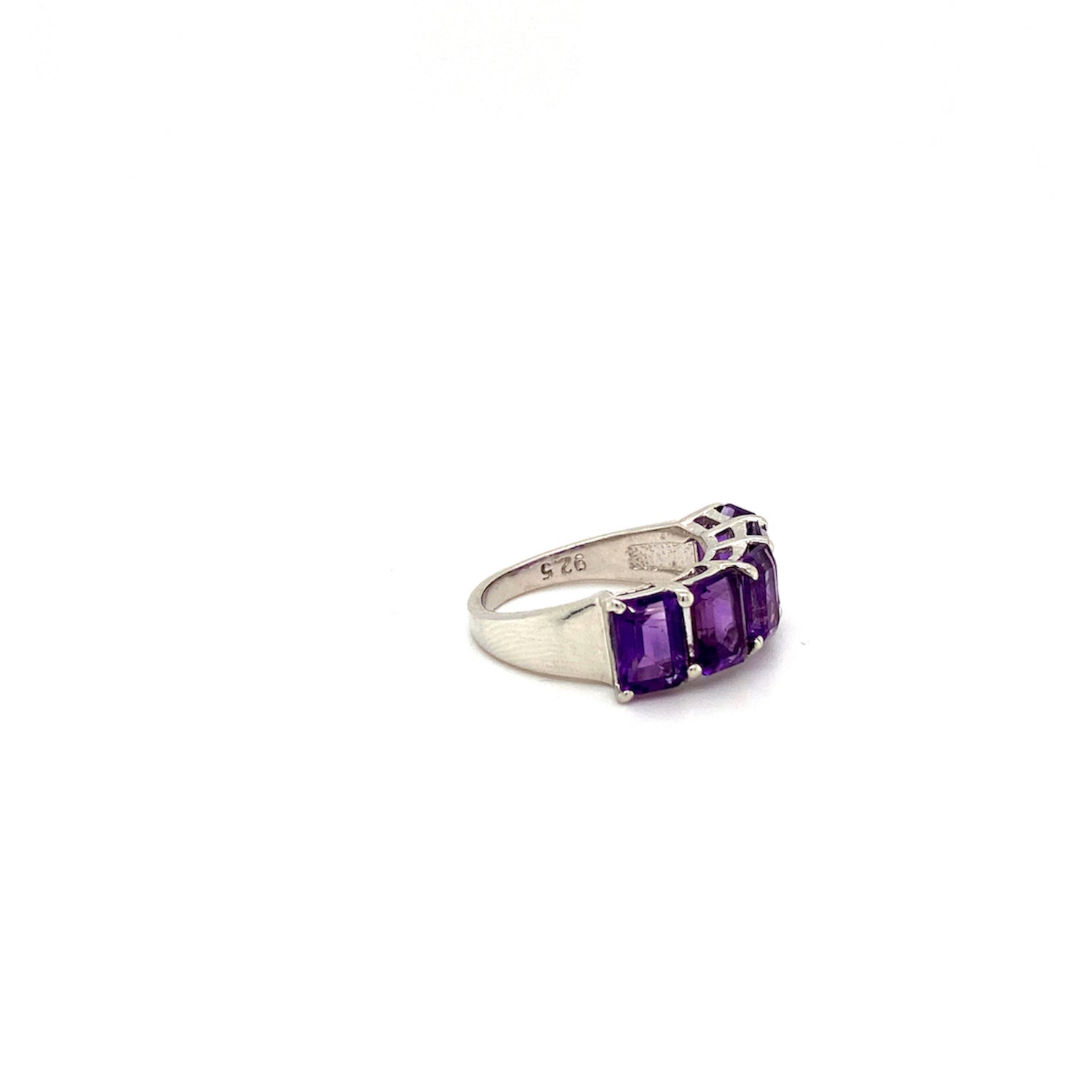 Bague Améthyste en Argent Sterling 925 — Plaquée Rhodium