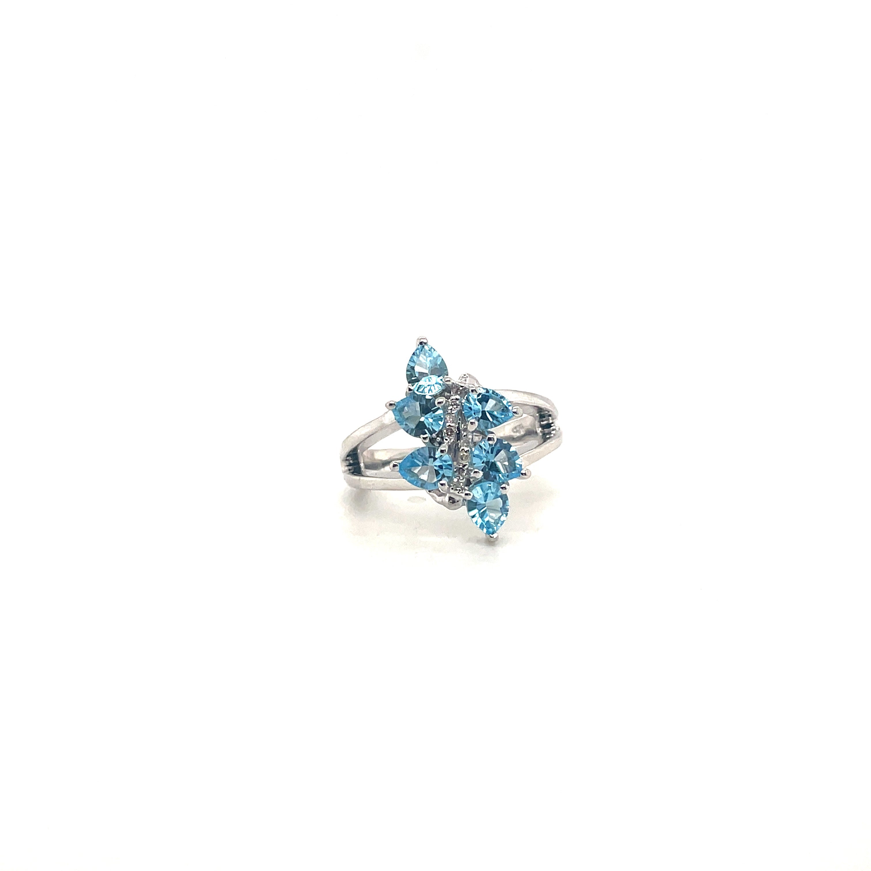 Bague Papillon Pierres Précieuses – Argent 925 Plaqué Rhodium | Péridot, Blue Topaz, Citrine ou Grenat