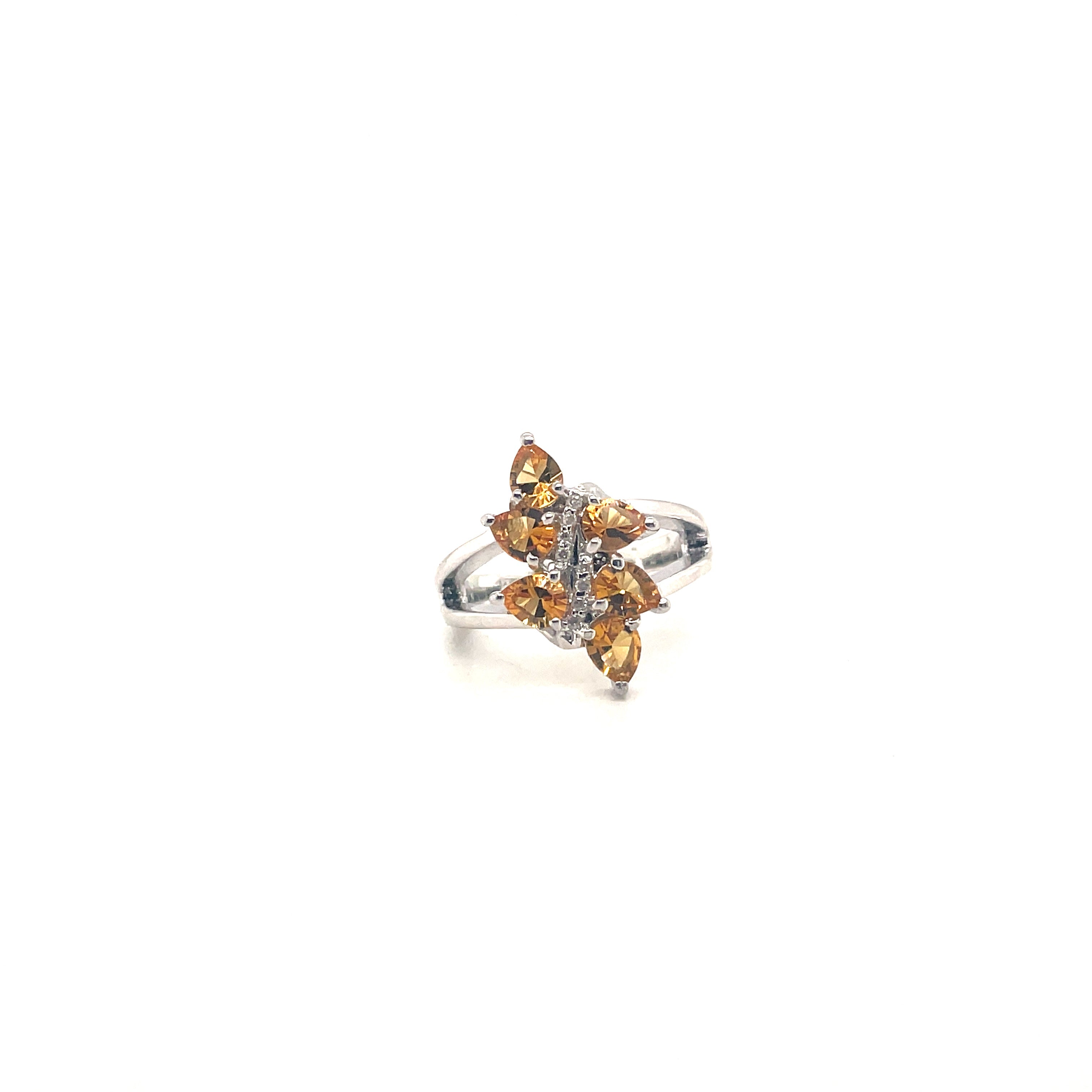 Bague Papillon Pierres Précieuses – Argent 925 Plaqué Rhodium | Péridot, Blue Topaz, Citrine ou Grenat