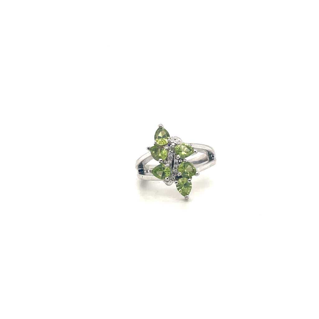 Butterfly Gemstone Ring – Rhodium-Plated 925 Sterling Silver | Peridot, Blue Topaz, Citrine or Garnet