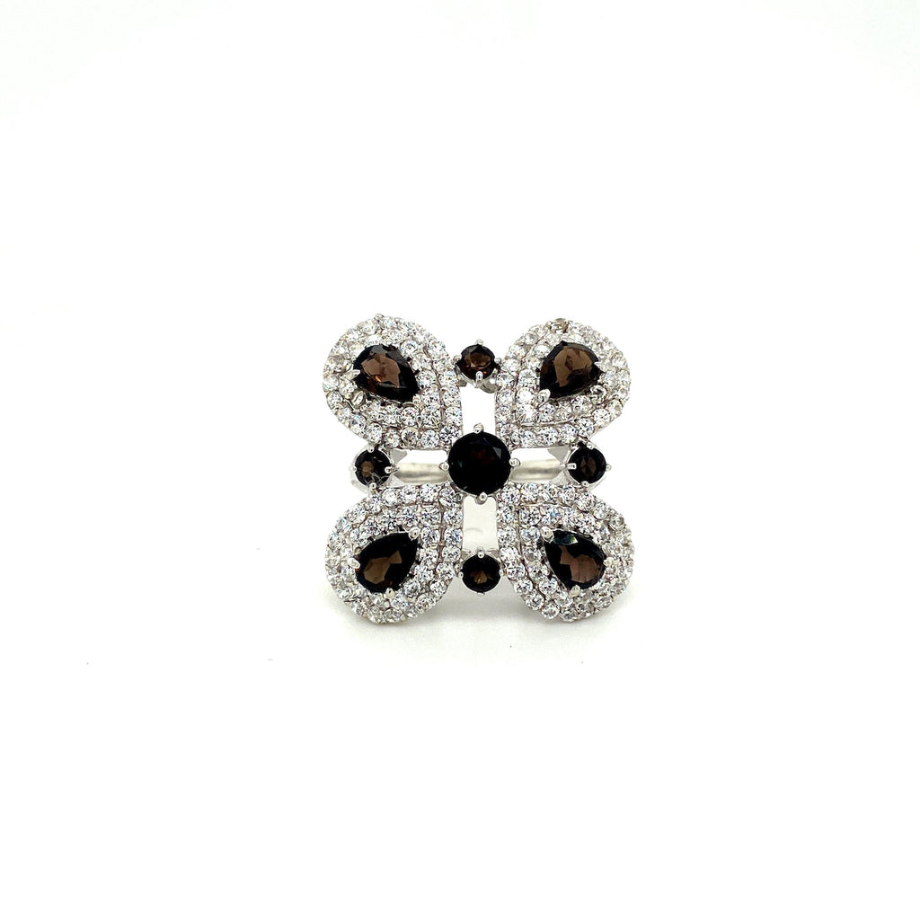 Bague Pierres Précieuses – Argent 925 Plaqué Rhodium | Topaze Fumée, Améthyste, Blue Topaz ou Grenat