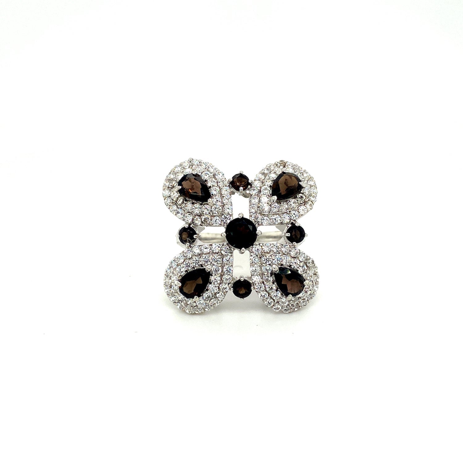 Bague Pierres Précieuses – Argent 925 Plaqué Rhodium | Topaze Fumée, Améthyste, Blue Topaz ou Grenat