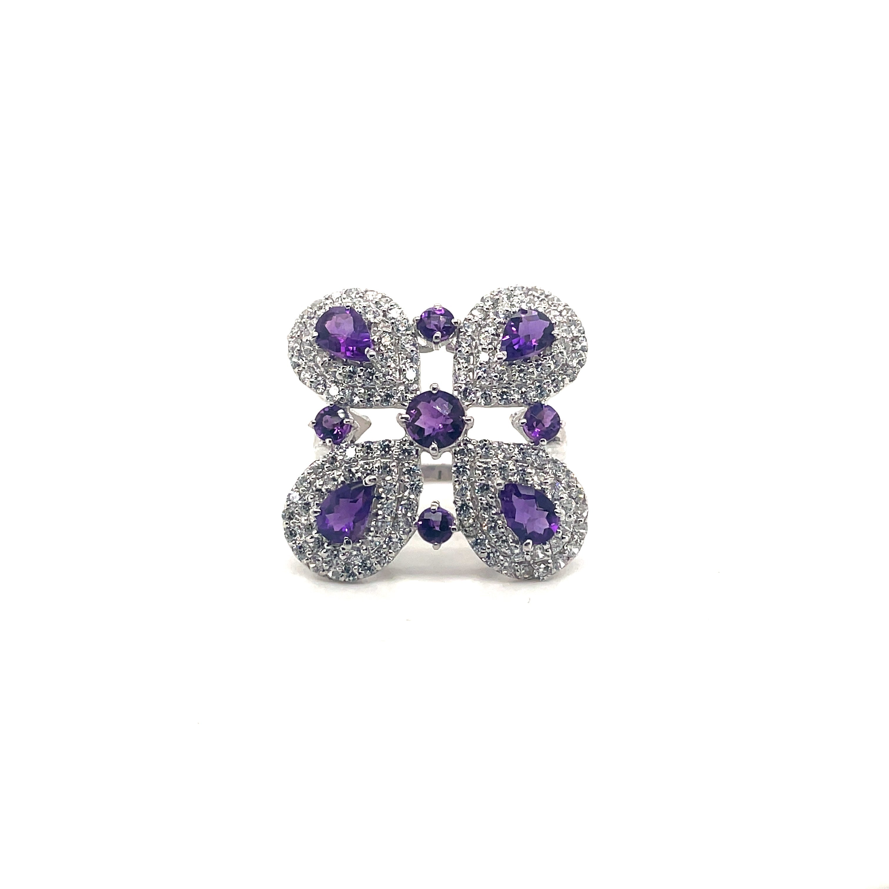 Bague Pierres Précieuses – Argent 925 Plaqué Rhodium | Topaze Fumée, Améthyste, Blue Topaz ou Grenat
