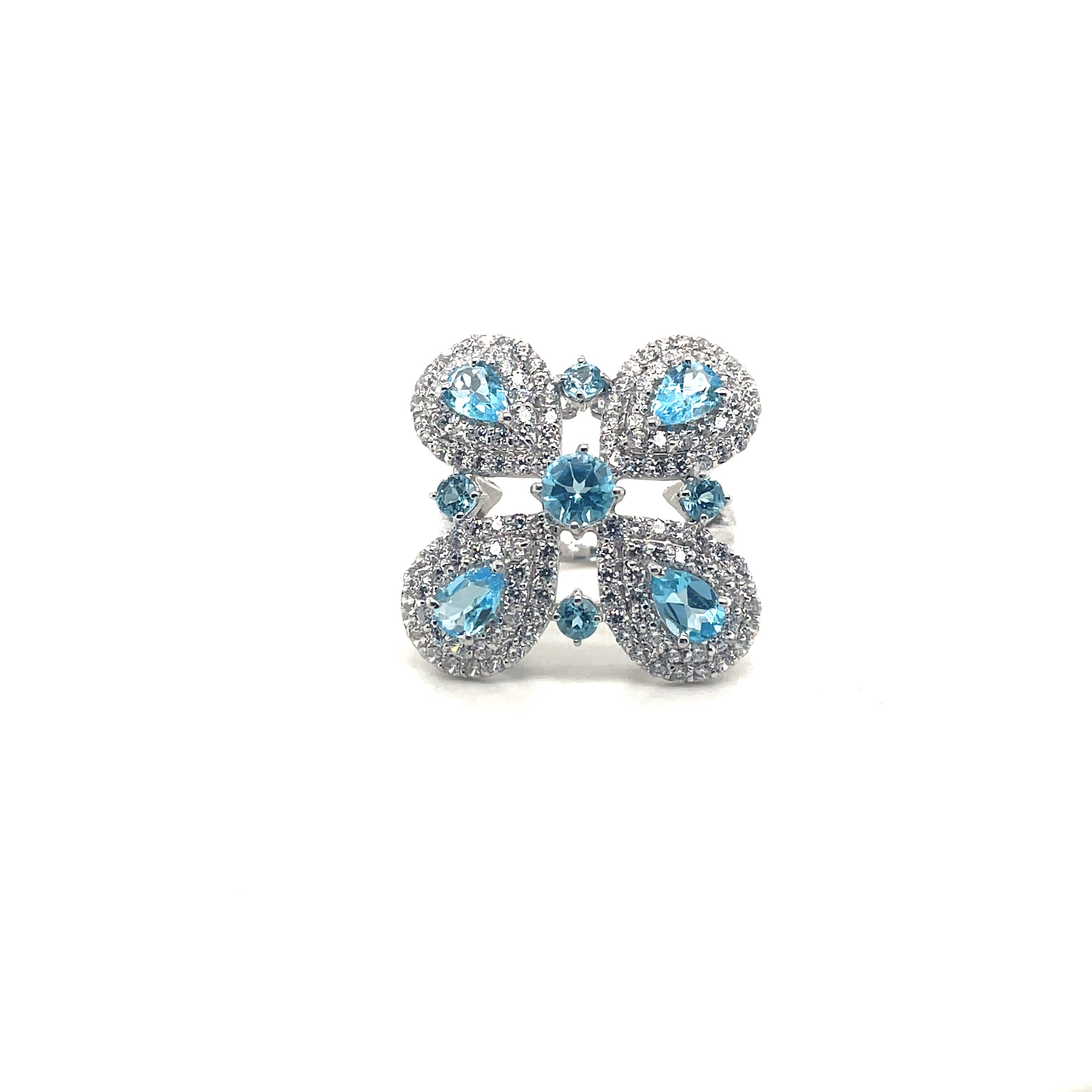 Bague Pierres Précieuses – Argent 925 Plaqué Rhodium | Topaze Fumée, Améthyste, Blue Topaz ou Grenat