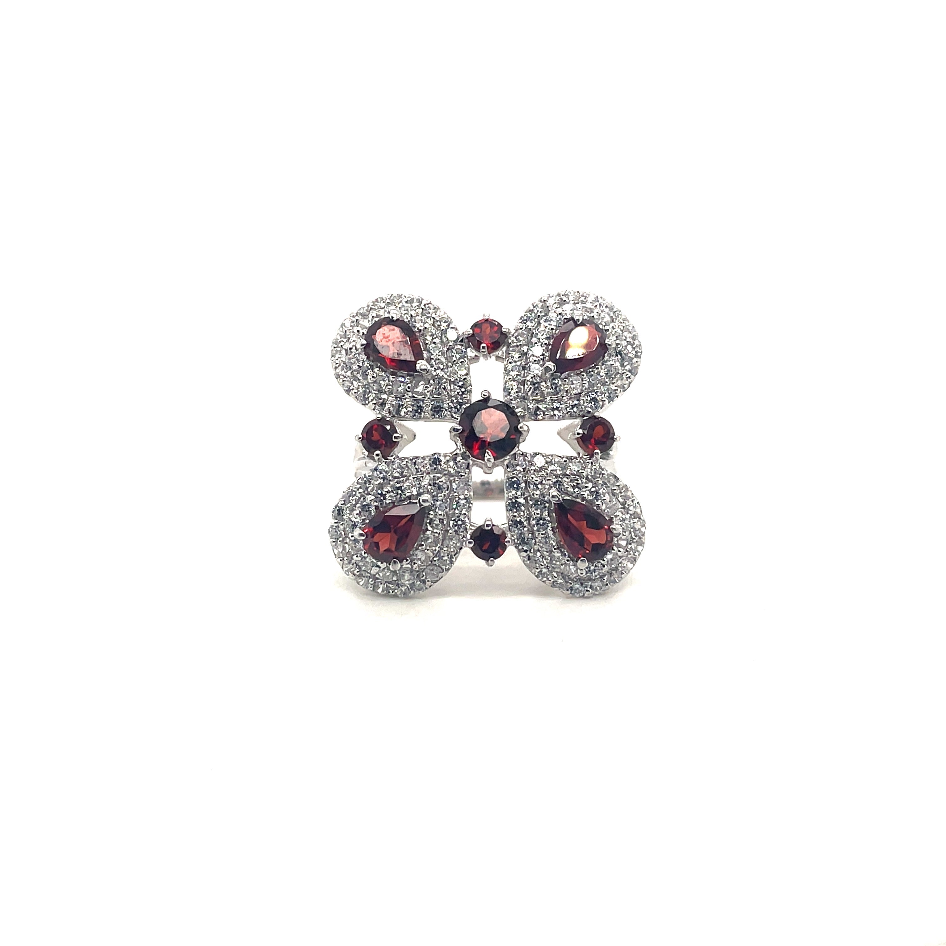Bague Pierres Précieuses – Argent 925 Plaqué Rhodium | Topaze Fumée, Améthyste, Blue Topaz ou Grenat
