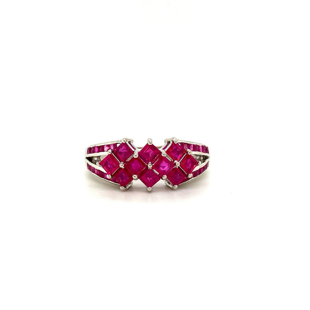 Bague Rubis – Argent 925 Plaqué Rhodium