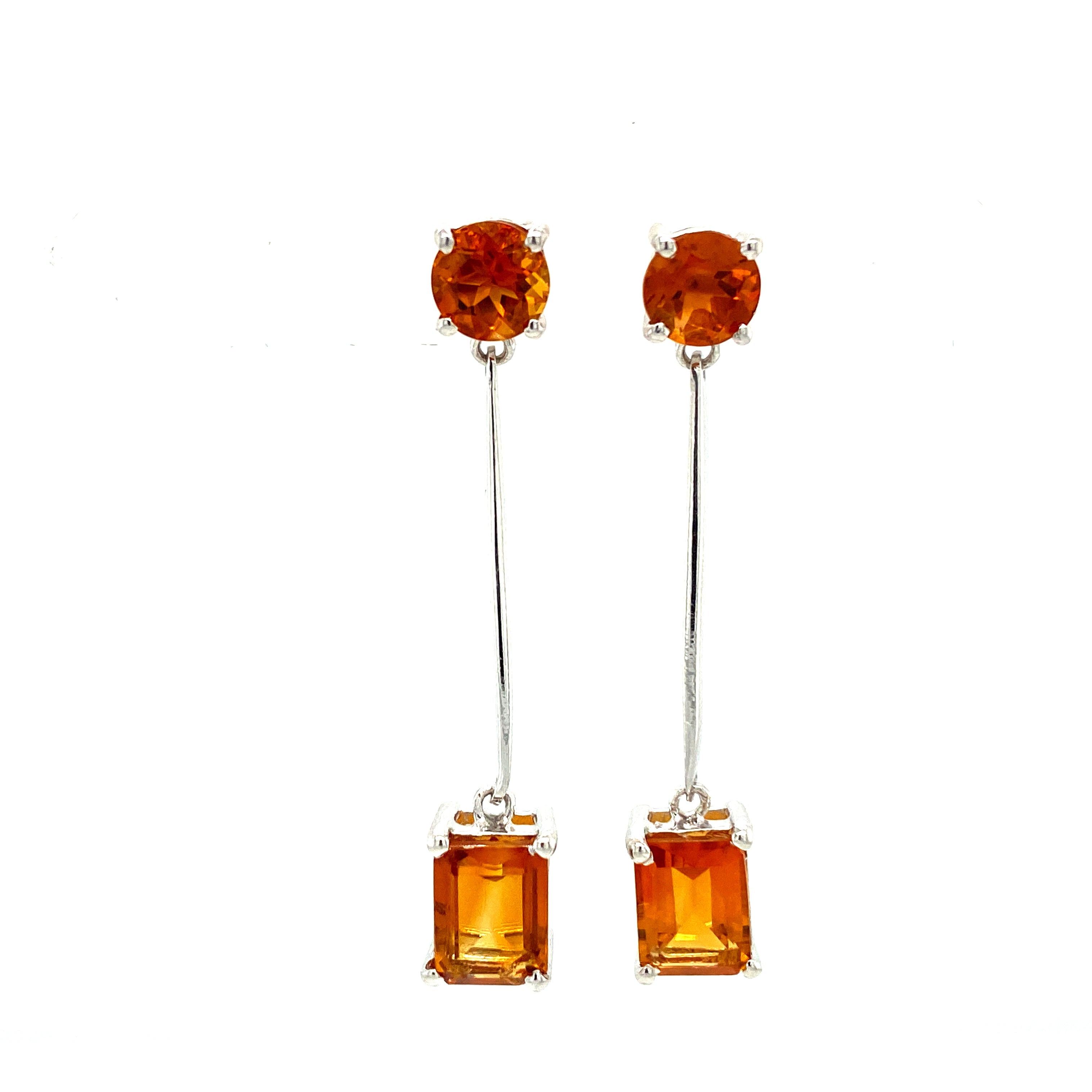 Boucles d'Oreilles Pendantes Pierres Précieuses – Argent 925 Plaqué Rhodium | Citrine, Améthyste ou Grenat