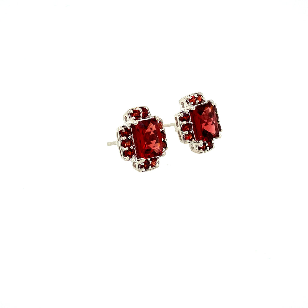 Pendientes de Granate – Plata 925 Bañada en Rodio