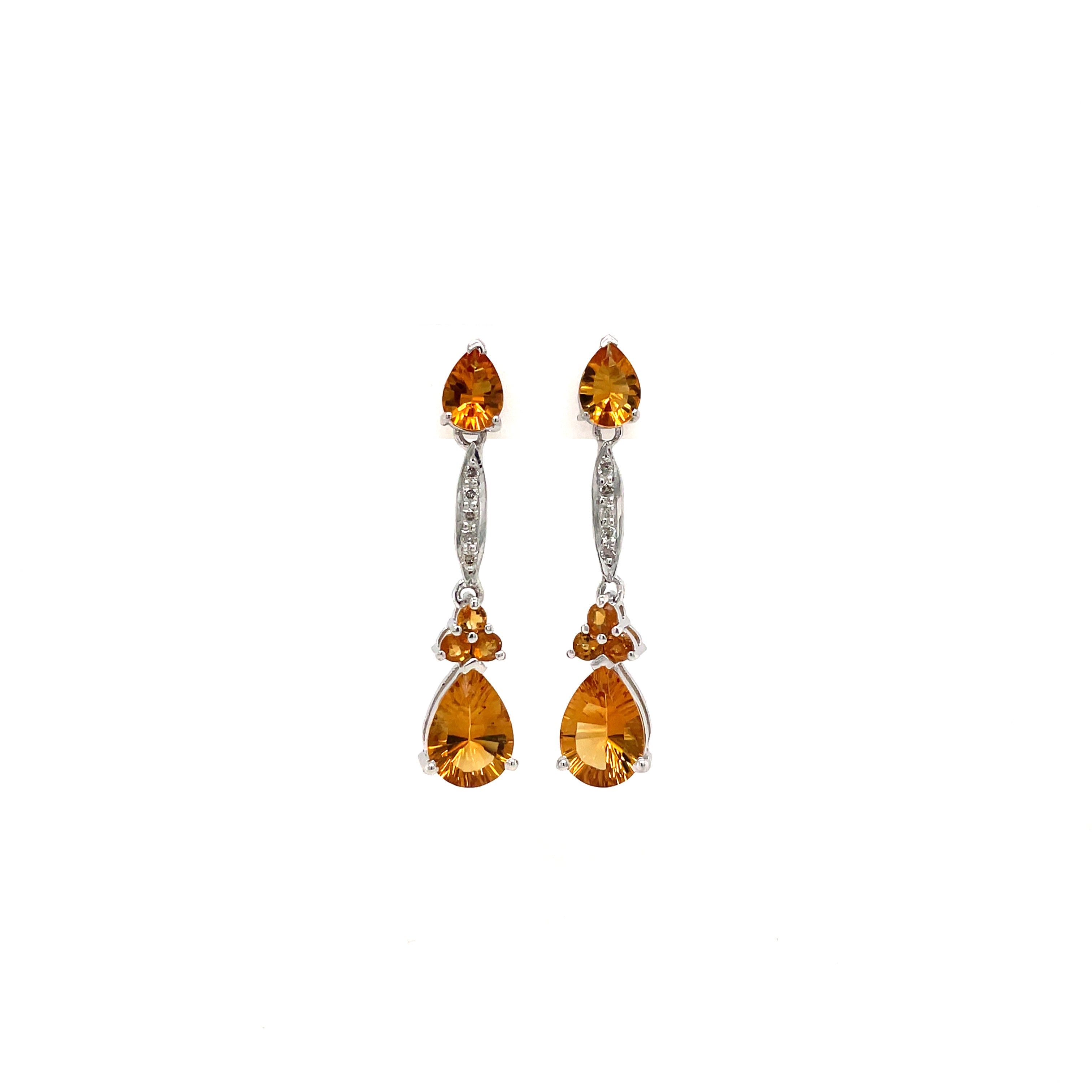 Boucles d'Oreilles Pendantes Pierre Précieuse en Argent 925 Rhodié – Femme
