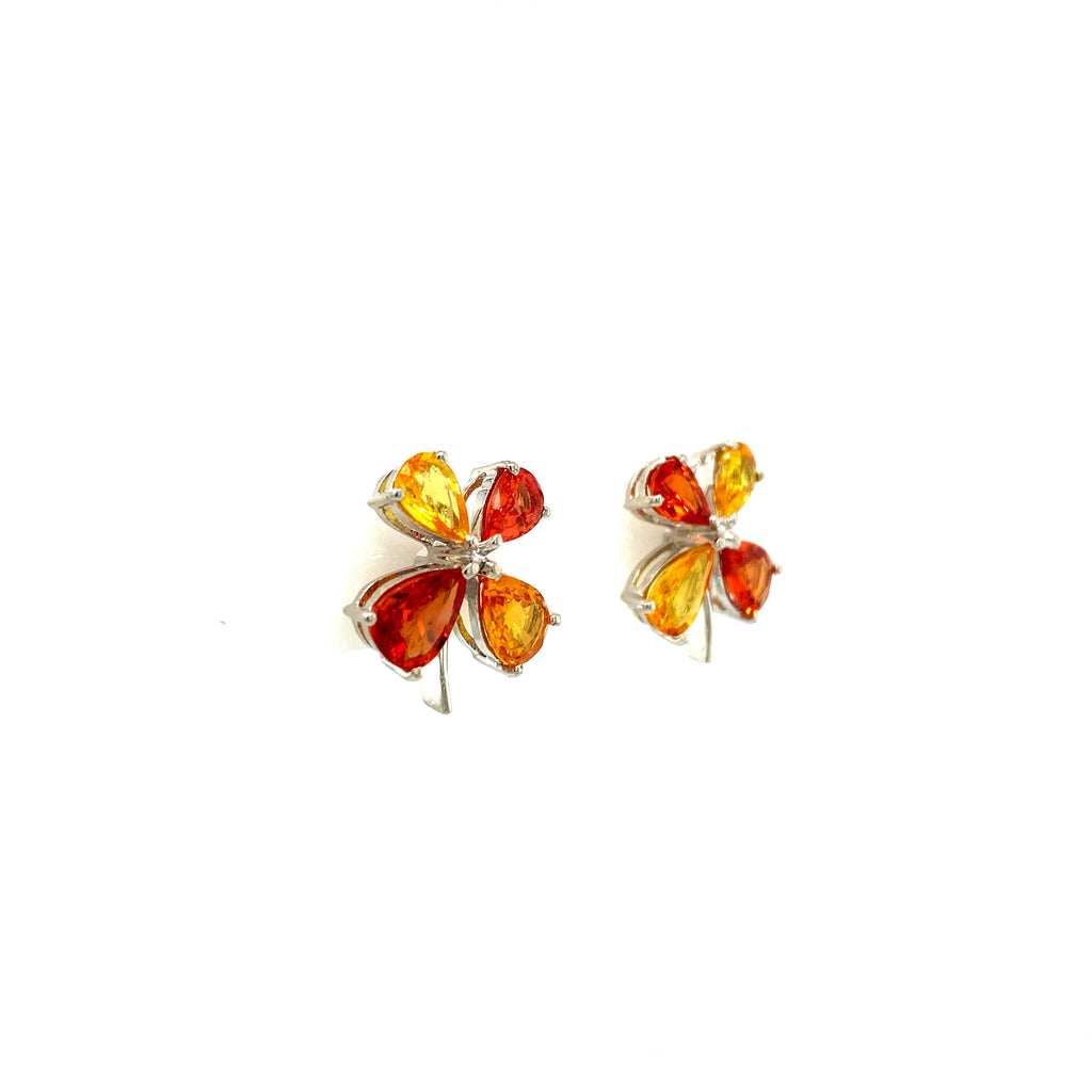 Women's Multi-Sapphire Earrings – Rhodium-Plated 925 Sterling Silver | Handmade