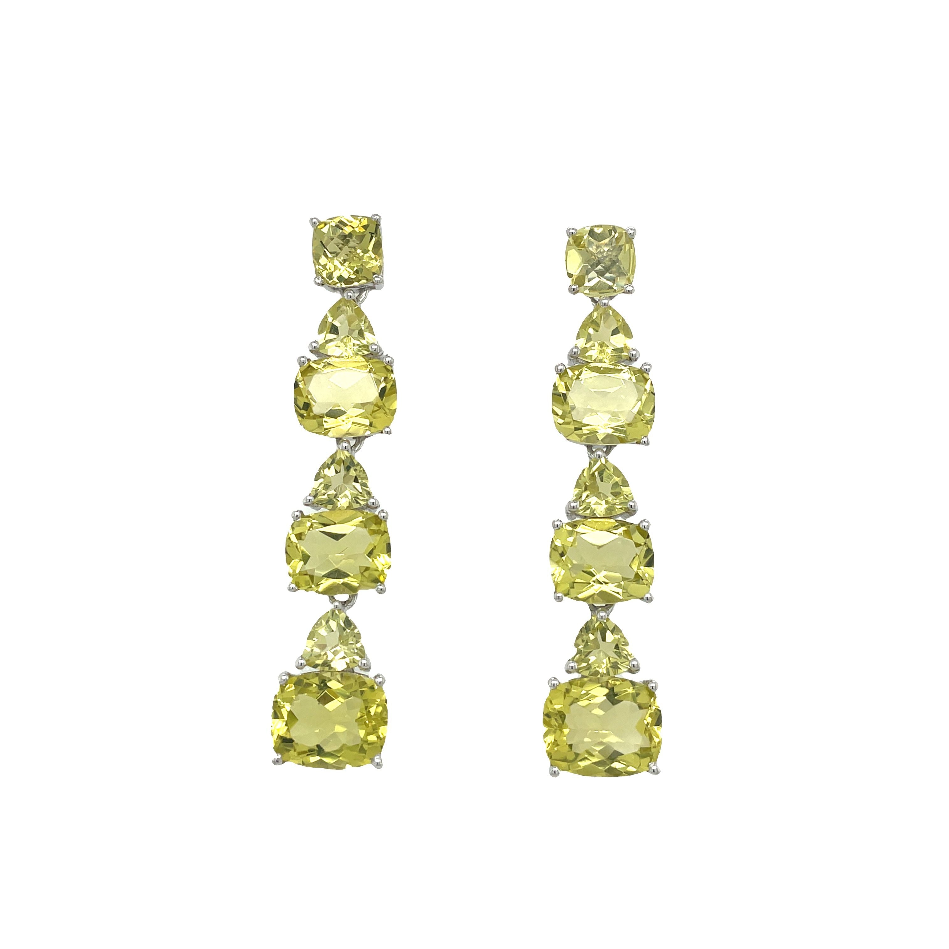 Boucles d'Oreilles Topaze Citron & Multi-Pierres – Argent 925 Plaqué Rhodium